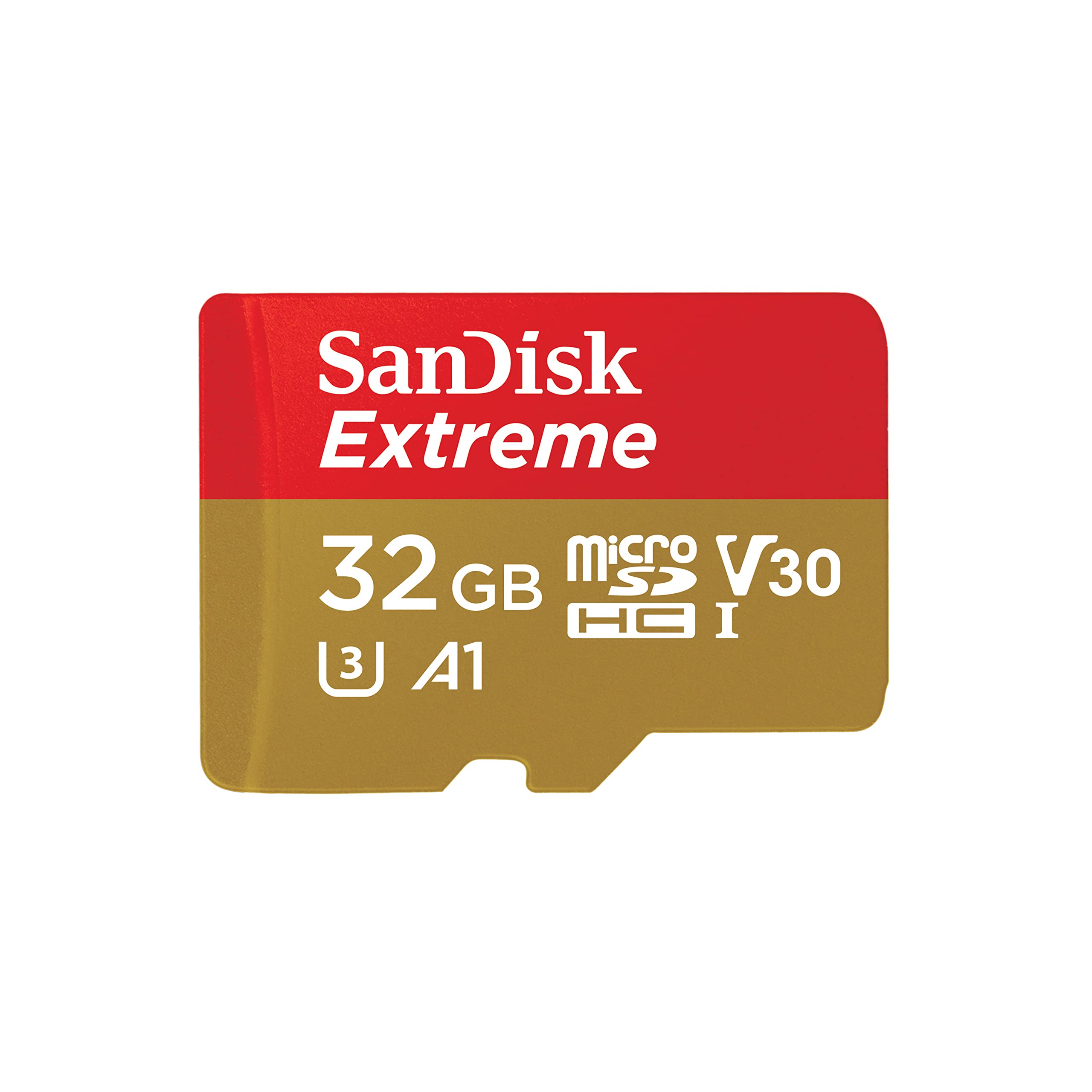 SanDisk 32GB Extreme microSDHC UHS-I Memory Card with Adapter - Up to 100MB/s, C10, U3, V30, 4K, A1, Micro SD - SDSQXAF-032G-GN6