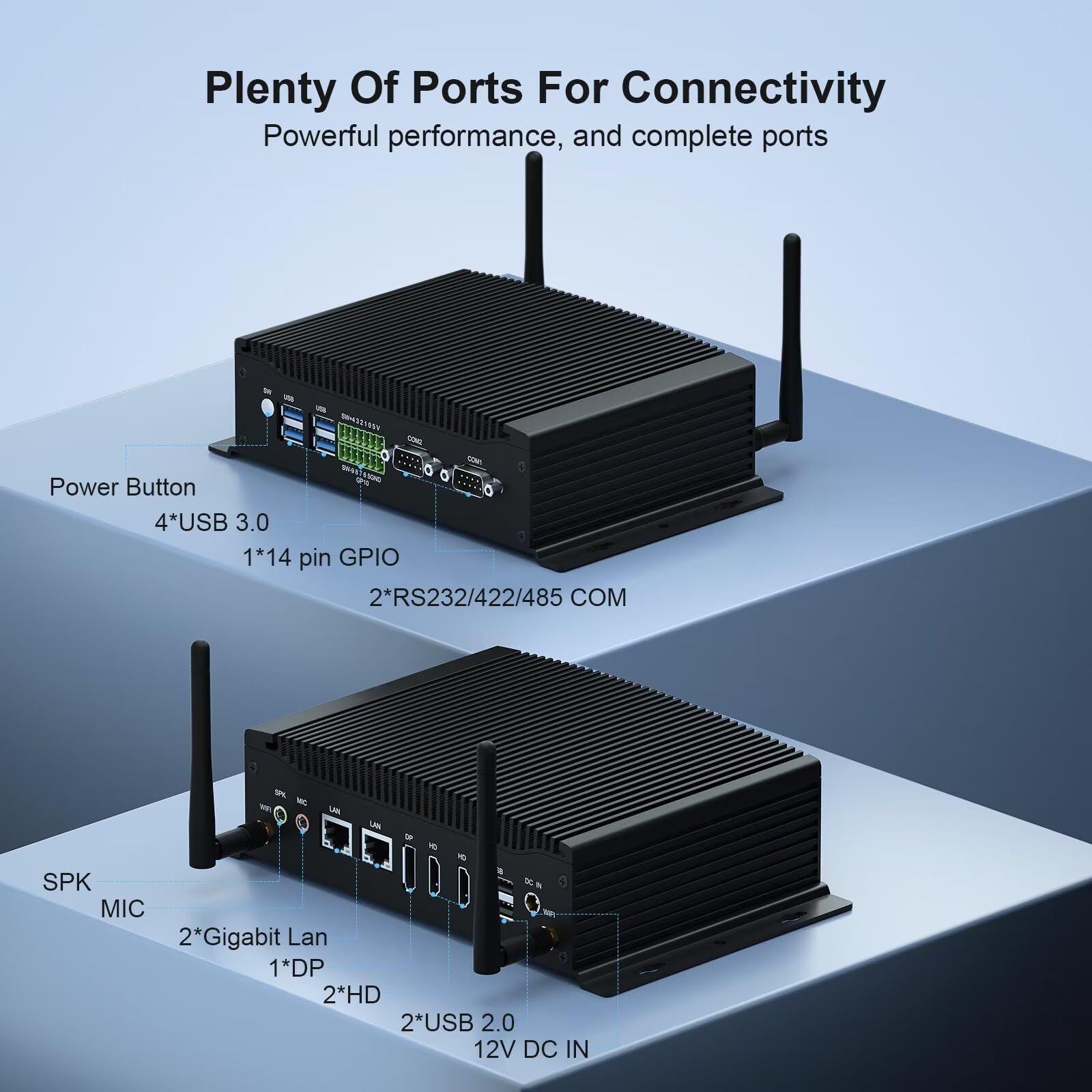 Weidian Fanless Pc Industrial Mini Pc Win 11 Pro I7 16Gb Ram 512Gb Ssd Core I7 10810U Desktop Computer 2Hd Dp Gpio M.2 M.2 Wifi