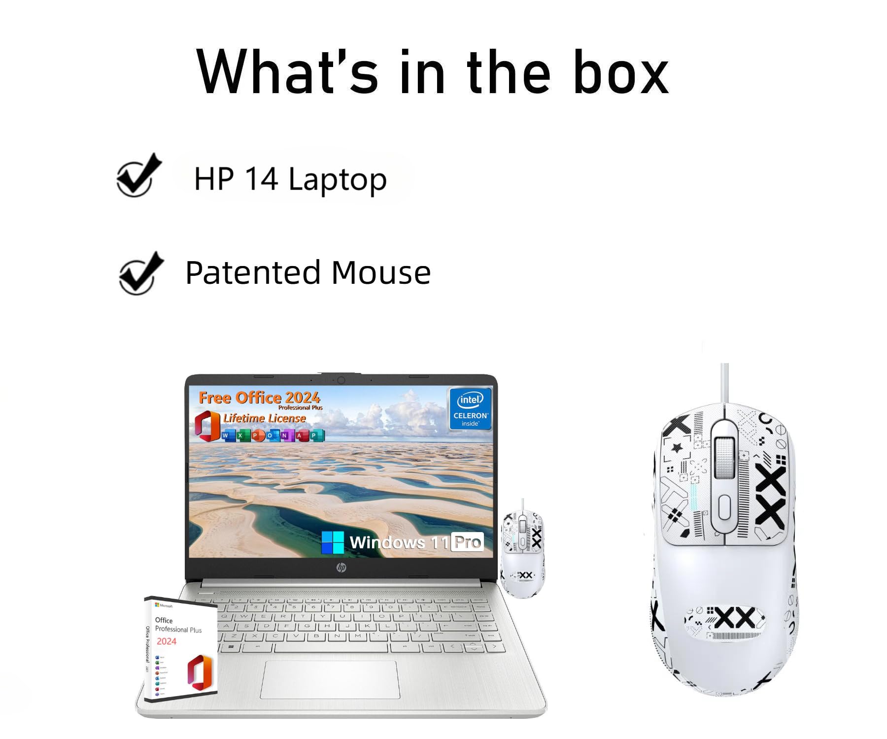 Hp 14 Inch Laptop Student Business, With Office Lifetime License & Windows 11 Pro, Intel Dual-Core N4120, 8Gb Ram, 384Gb Storage