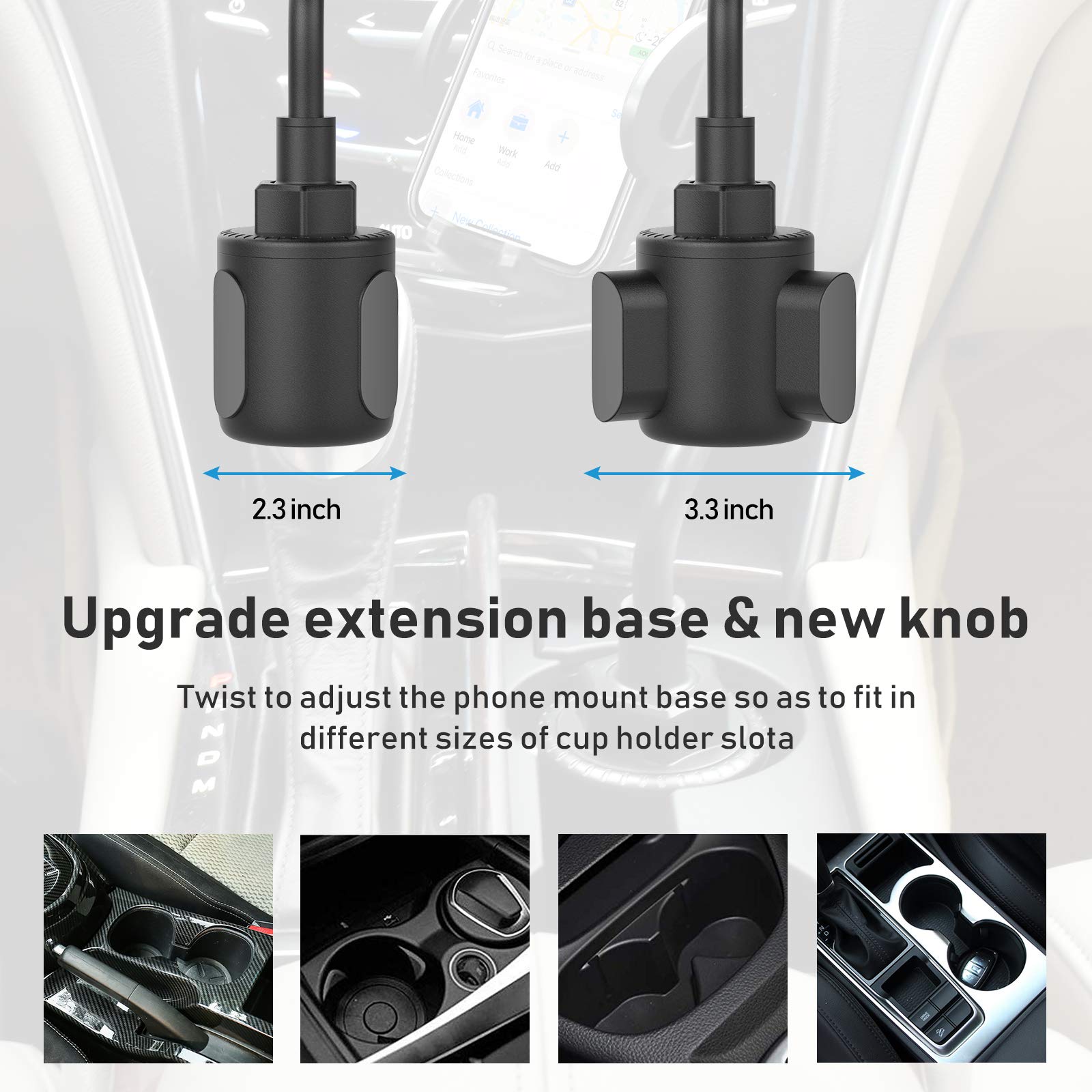 Bokilino Cup Car Phone Holder For Car, Car Cup Holder Phone Mount, Universal Adjustable Gooseneck Cup Holder Cradle Car Mount Fo