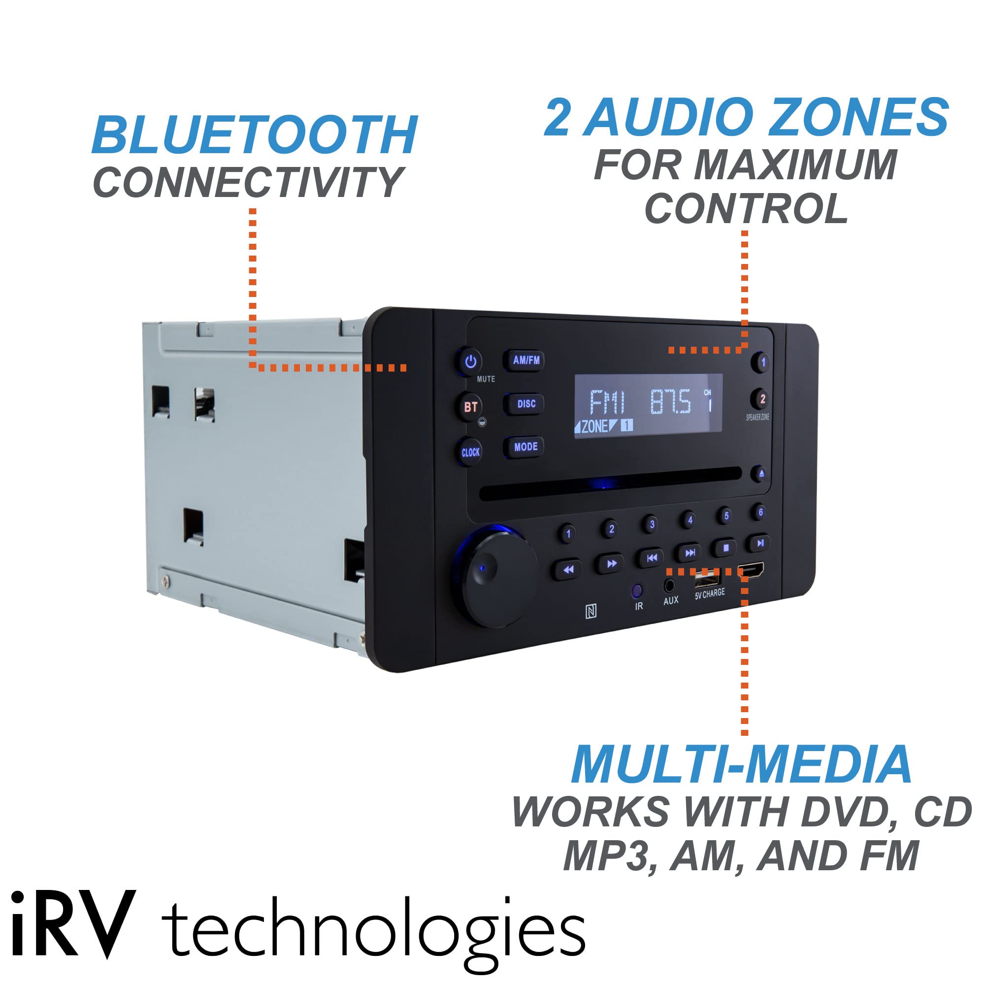 Car Stereo With Bluetooth,Irv Technology Irv62 Wireless Rv Radio,Supports Hdmi Arc,App,Digital Surround Sound,A&Fm,Dvd,Mp4,Cec,N