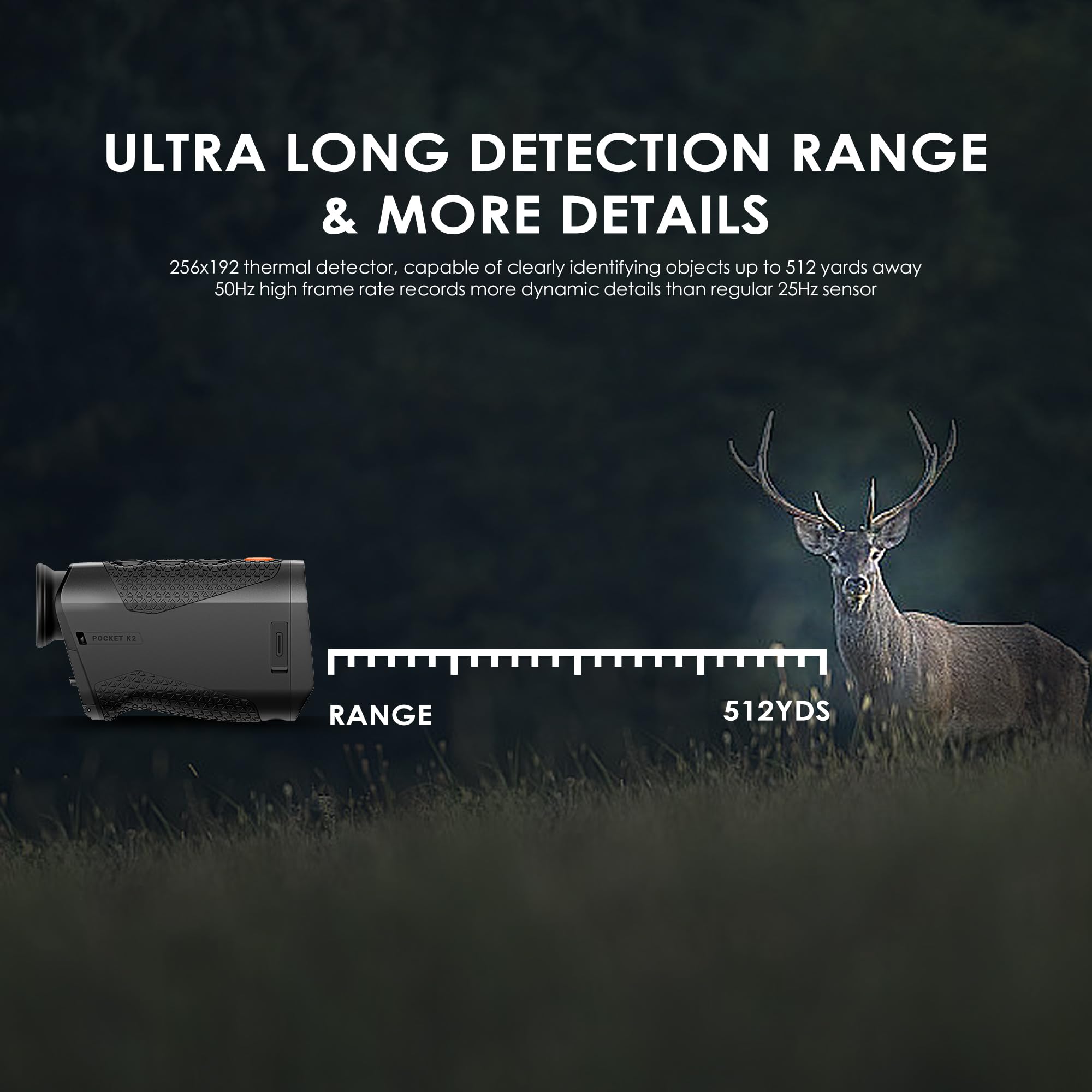 Rix Pocket K2 Portable Thermal Monocular For Hunting, 256X192 (50Hz), Wi-Fi, Handheld Night Vision Monocular