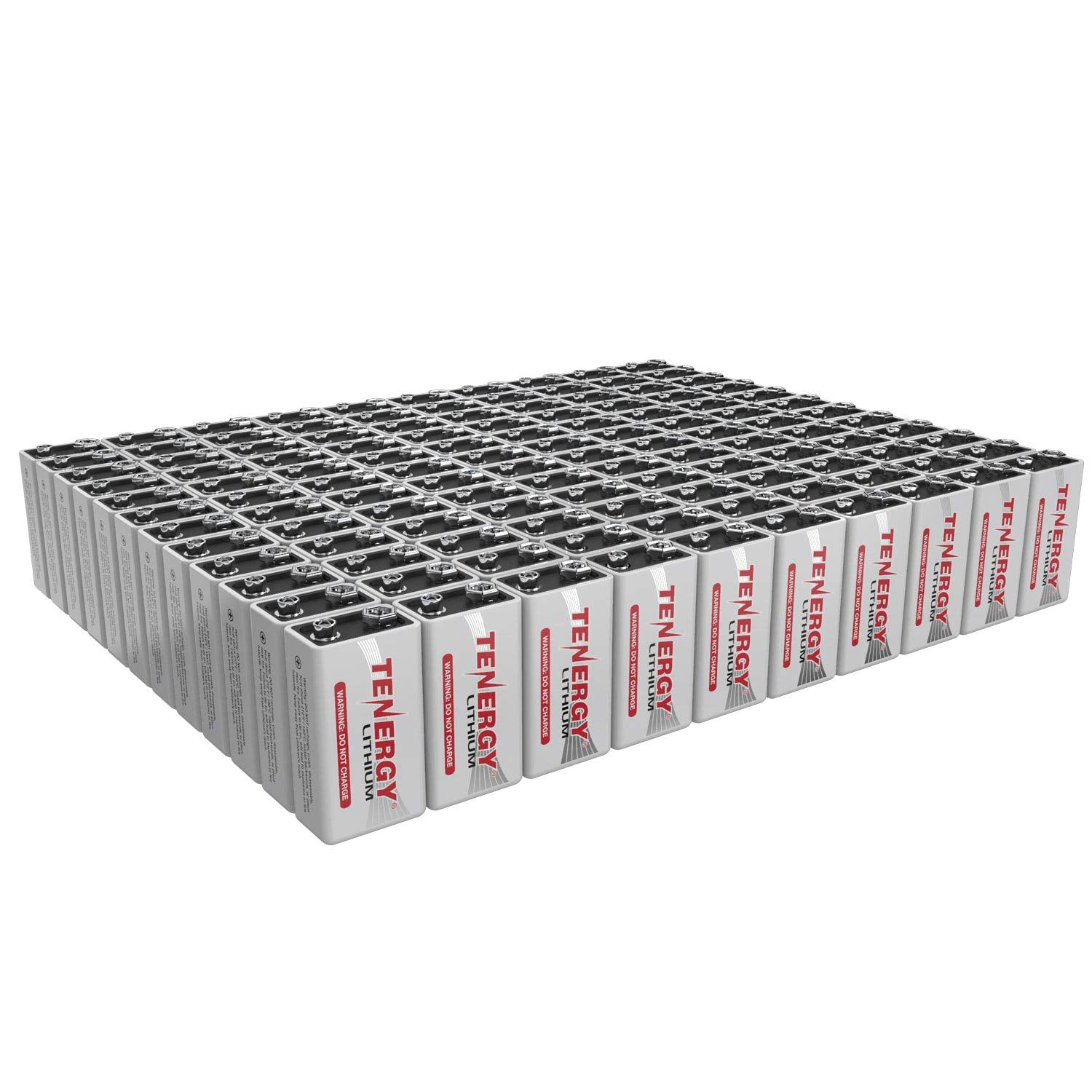 Tenergy 9V Lithium Batteries, 1200mah Non-Rechargeable Batteries, 10 Years Shelf Life Lithium 9 Volt Batteries, 120 Pack