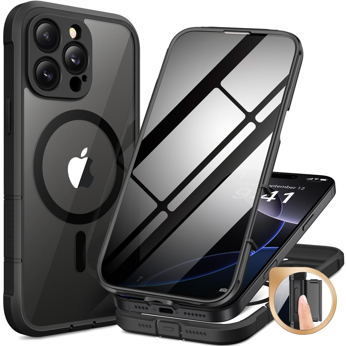 Berfy Magnetic Privacy Case For Iphone 16 Pro Max, Compatible With Magsafe, [Built In Privacy Screen Protector & Upgraded Camera