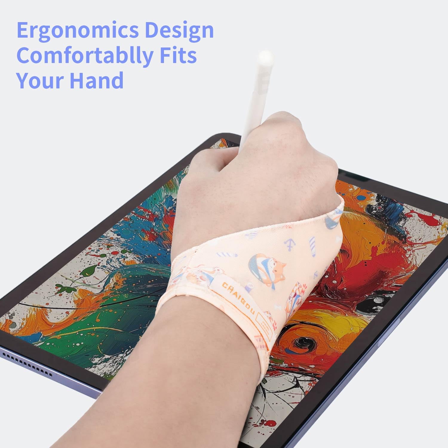 Spaseeba Artist Drawing Glove Art Two Finger Glove Animal Print For Drawing Tablet/Pen Display/Ipad For Right And Left Hand,M Ye