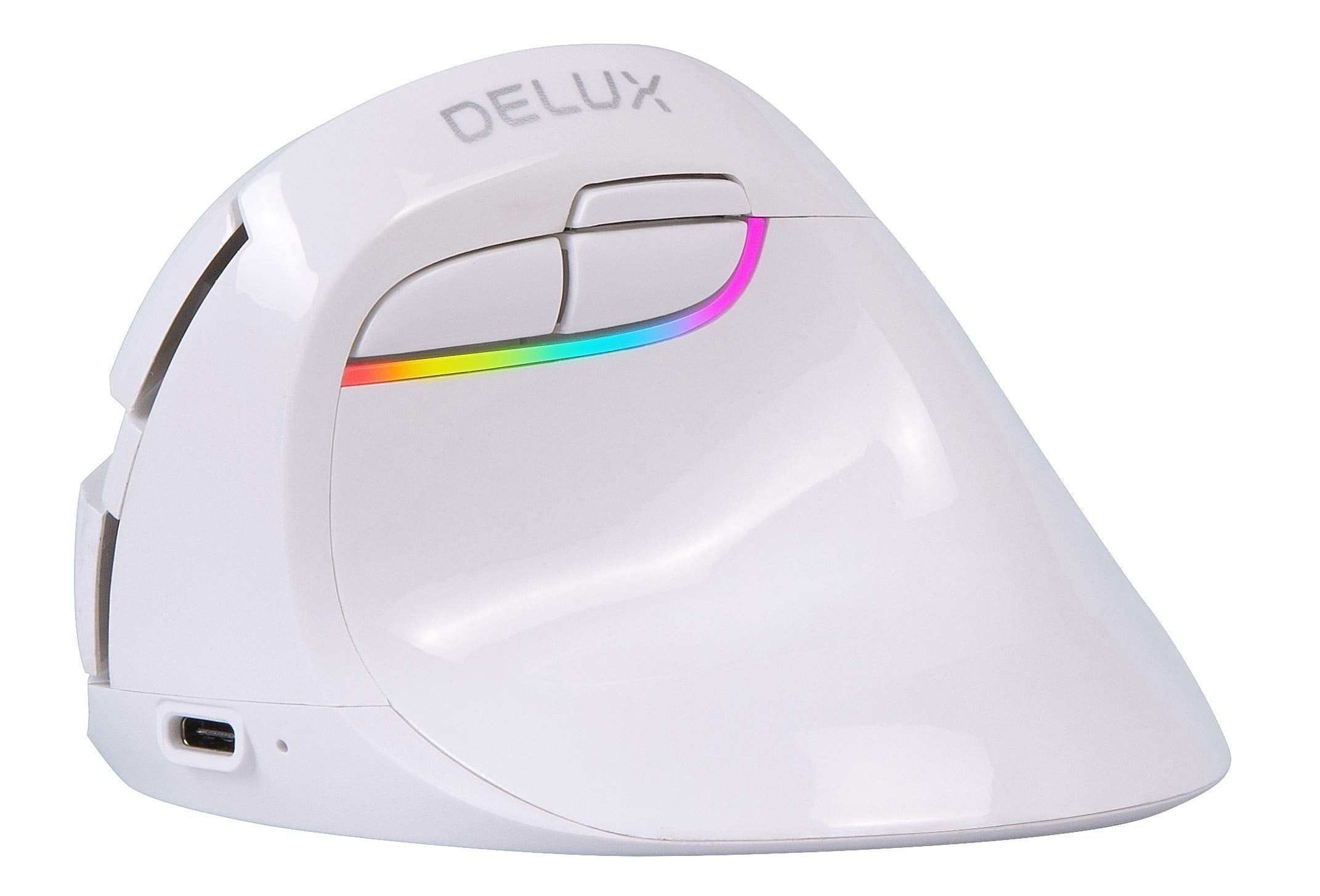 Delux Wireless Small Vertical Mouse, Type C Rechargeable Tri Mode Silent Ergonomic Mice With Bt 5.0 And Usb Nano Receiver, 5 Adj