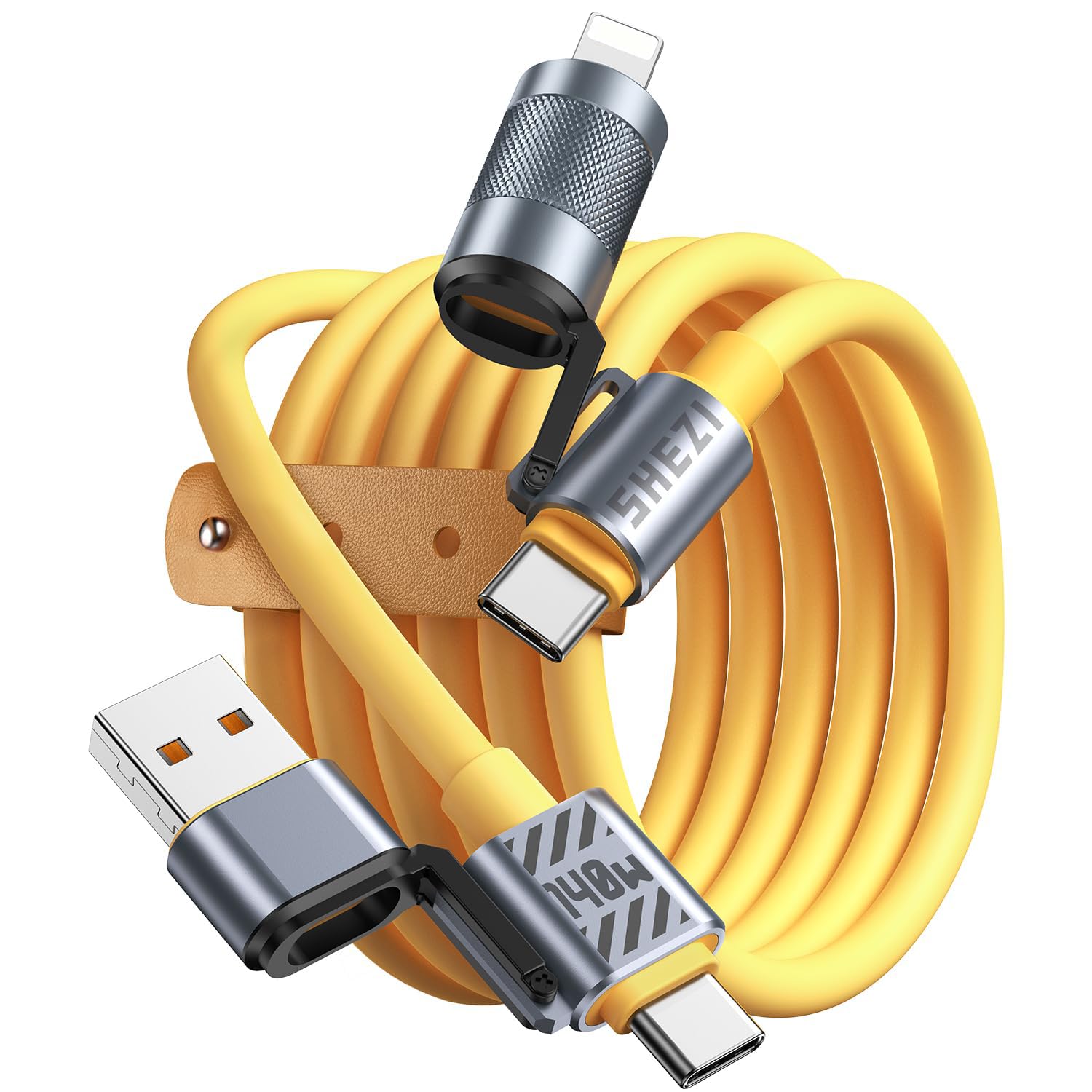 [One Is Enough] 4In1 Usb C To Lightning Cable,140W [High Speed Charging&Fast Data Transfer][Carplay&Android Auto Support] Multi 