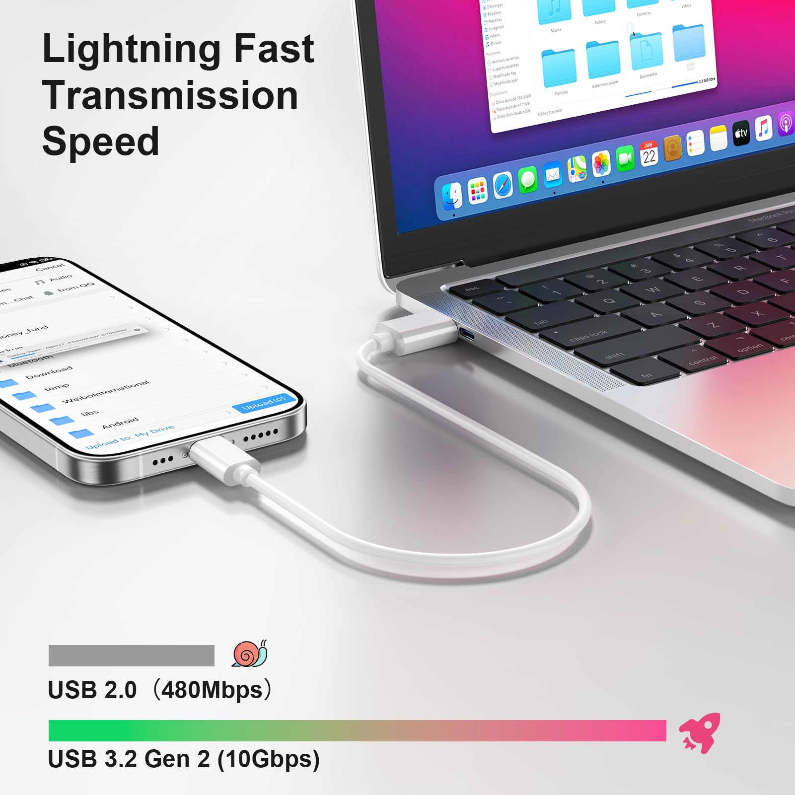 Car Carplay Cable For Iphone 15 Usb A To Usb C Charger Cable 3Ft,Usb 3.1 A To C 10Gbps High Speed Data Transfer Type C Cable For