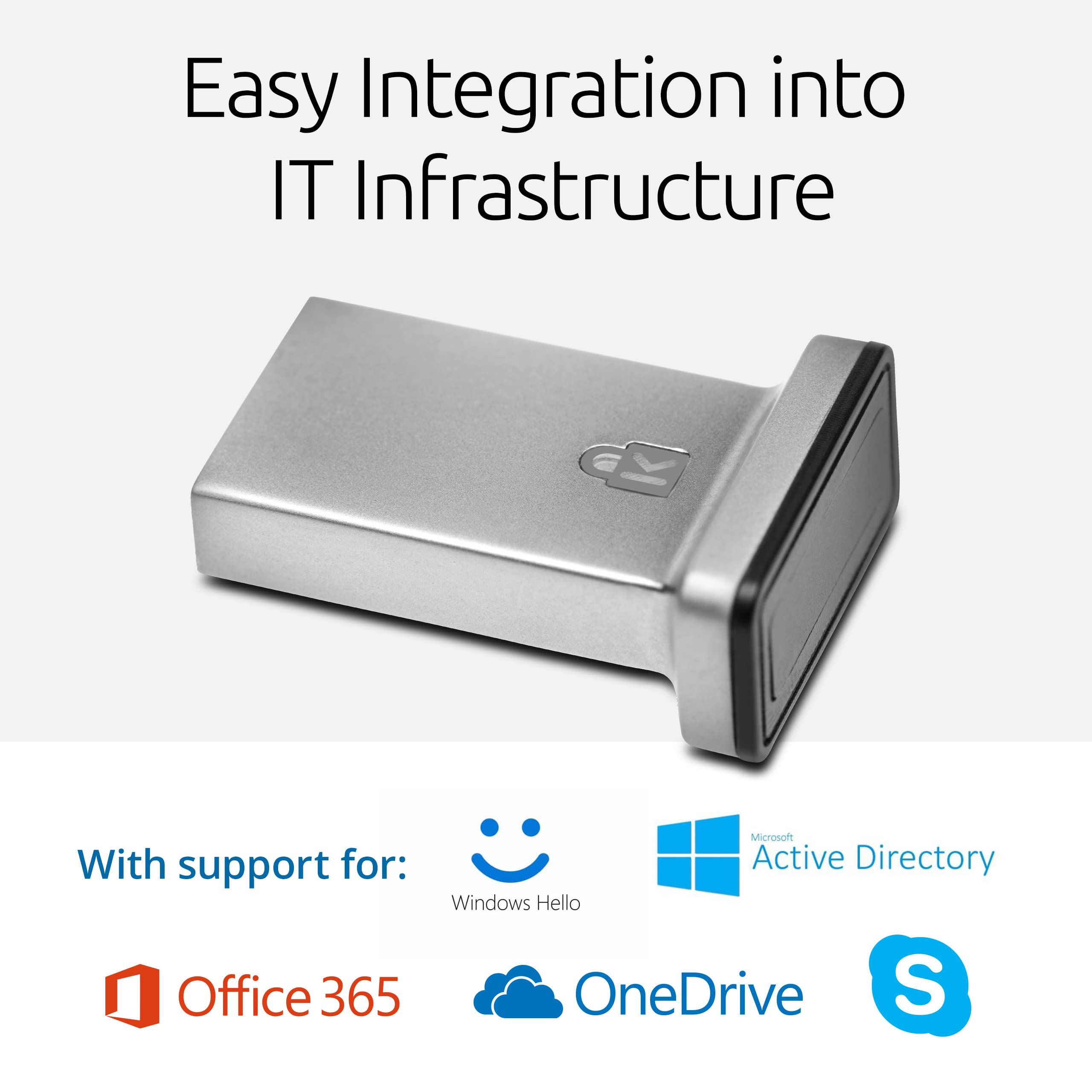 Kensington Verimark Gen2 Usb-A Fingerprint Key Reader - Windows Hello & Windows Hello For Business, Fido U2F, Anti-Spoofing (K64