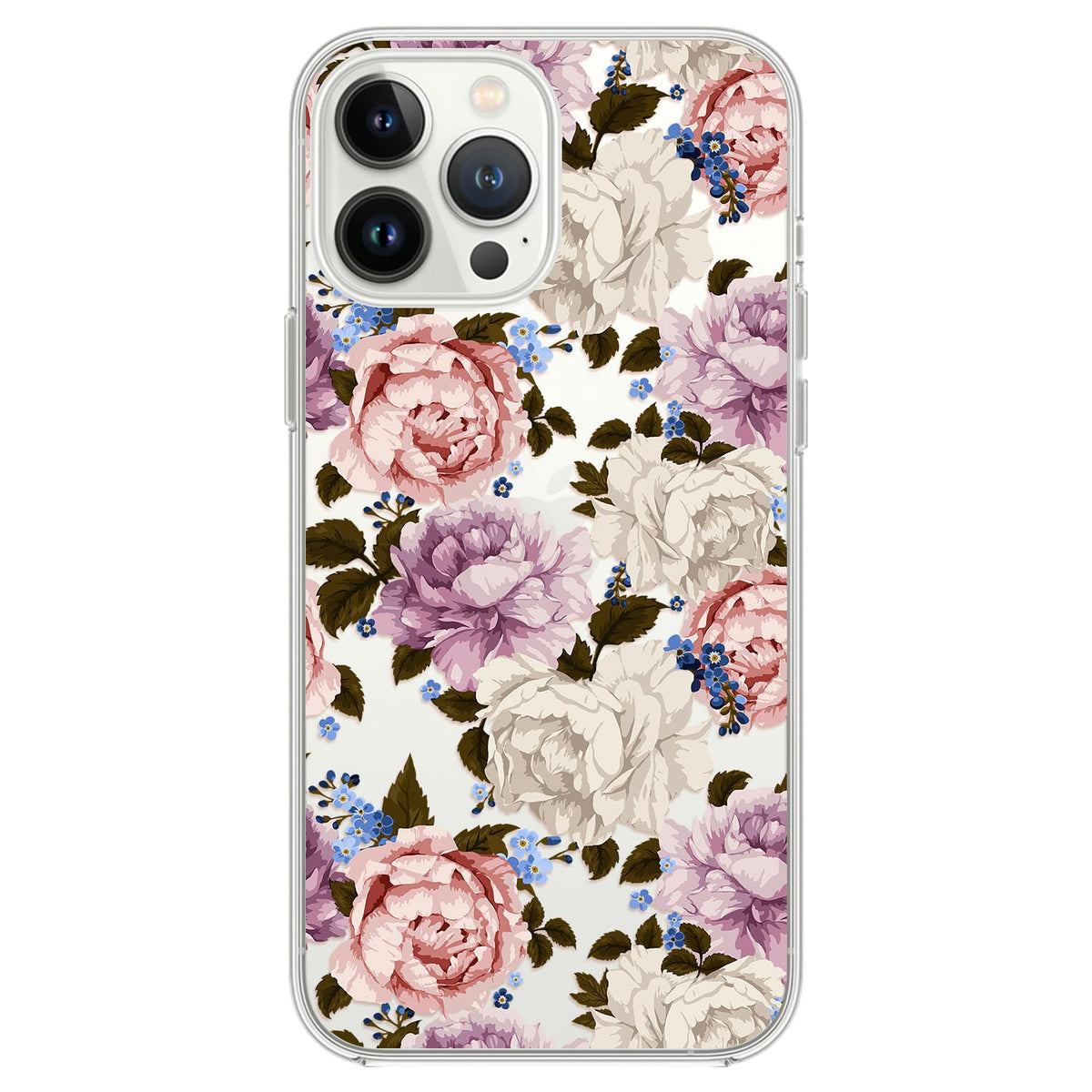 Blingy'S Iphone 13 Pro Case (6.1 Inch), Women Girls Cute Roses Pattern Fashionable Flower Style Transparent Soft Tpu Protective