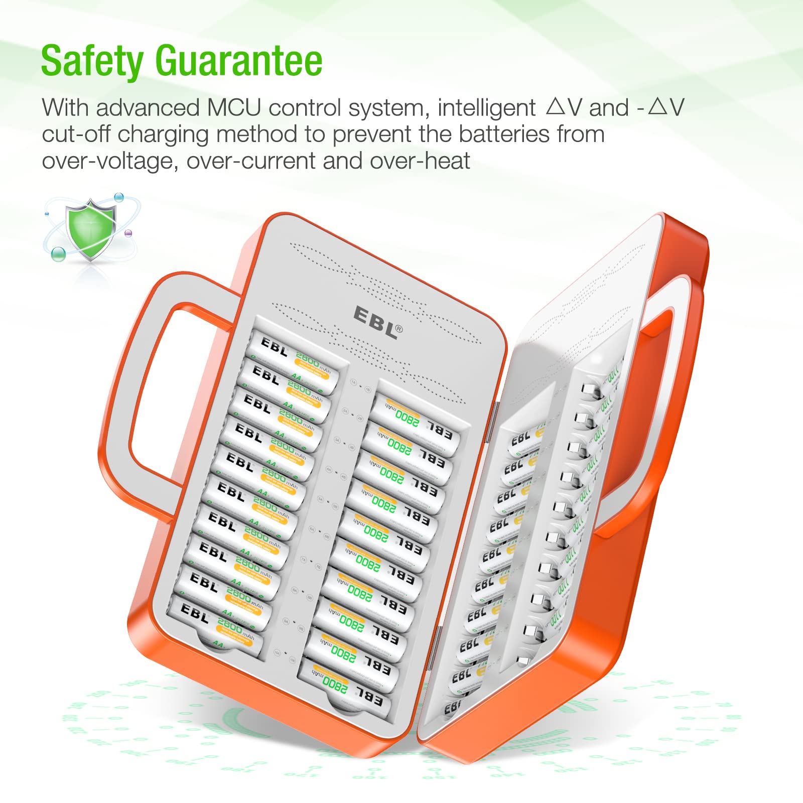 Ebl 40Slot Battery Charger For 1/2/3...19/20/21...38/39/40 Pcs Aa Aaa Rechargeable Batteries   Advanced Multiple Battery Charger