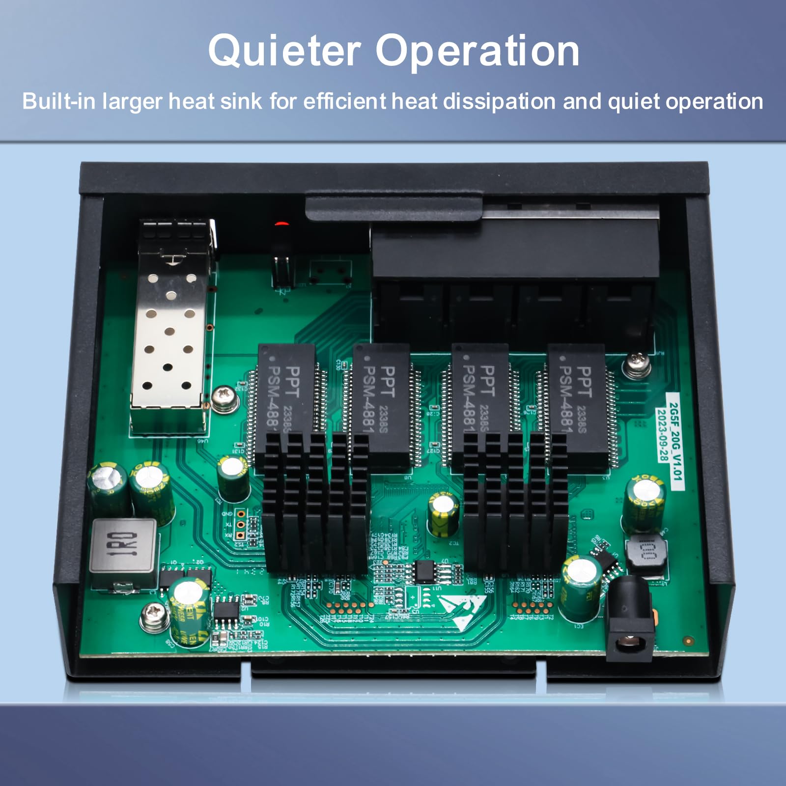 Sodola 8 Port Unmanaged 2.5G Switch,8 X 2.5Gbase T Ports,1X10G Sfp+,100Gbps Switching Capacity, Fanless, Metal,Plug & Play 2.5Gb