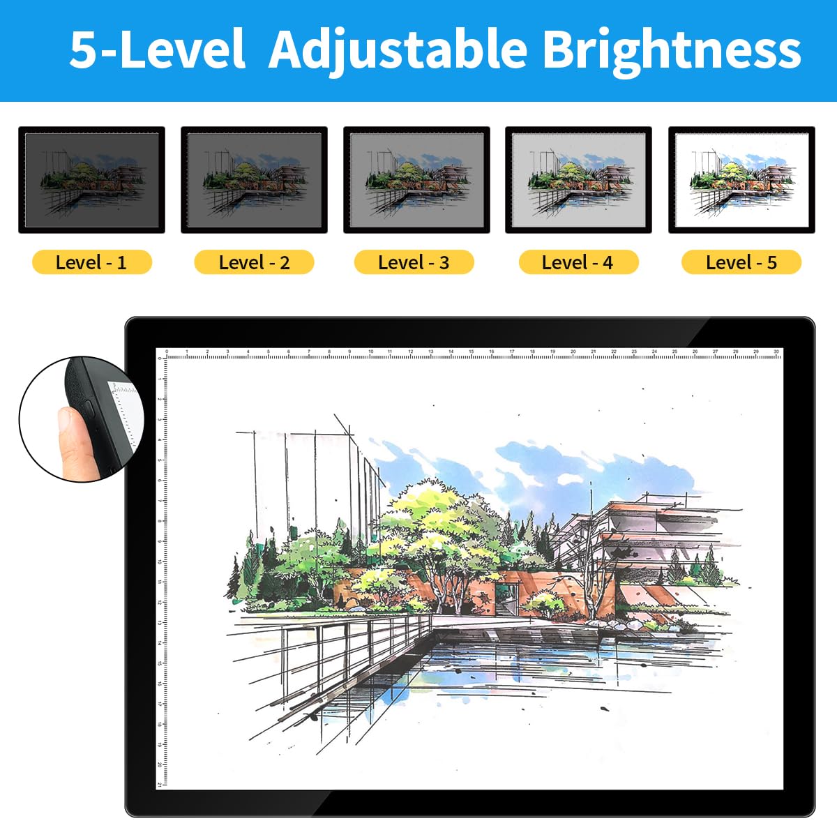 Tracing Light Pad, Vkteklab A4 Rechargeable Light Box With Foldable Stand, Wireless Light Board For Tracing With Magnetic Clip,