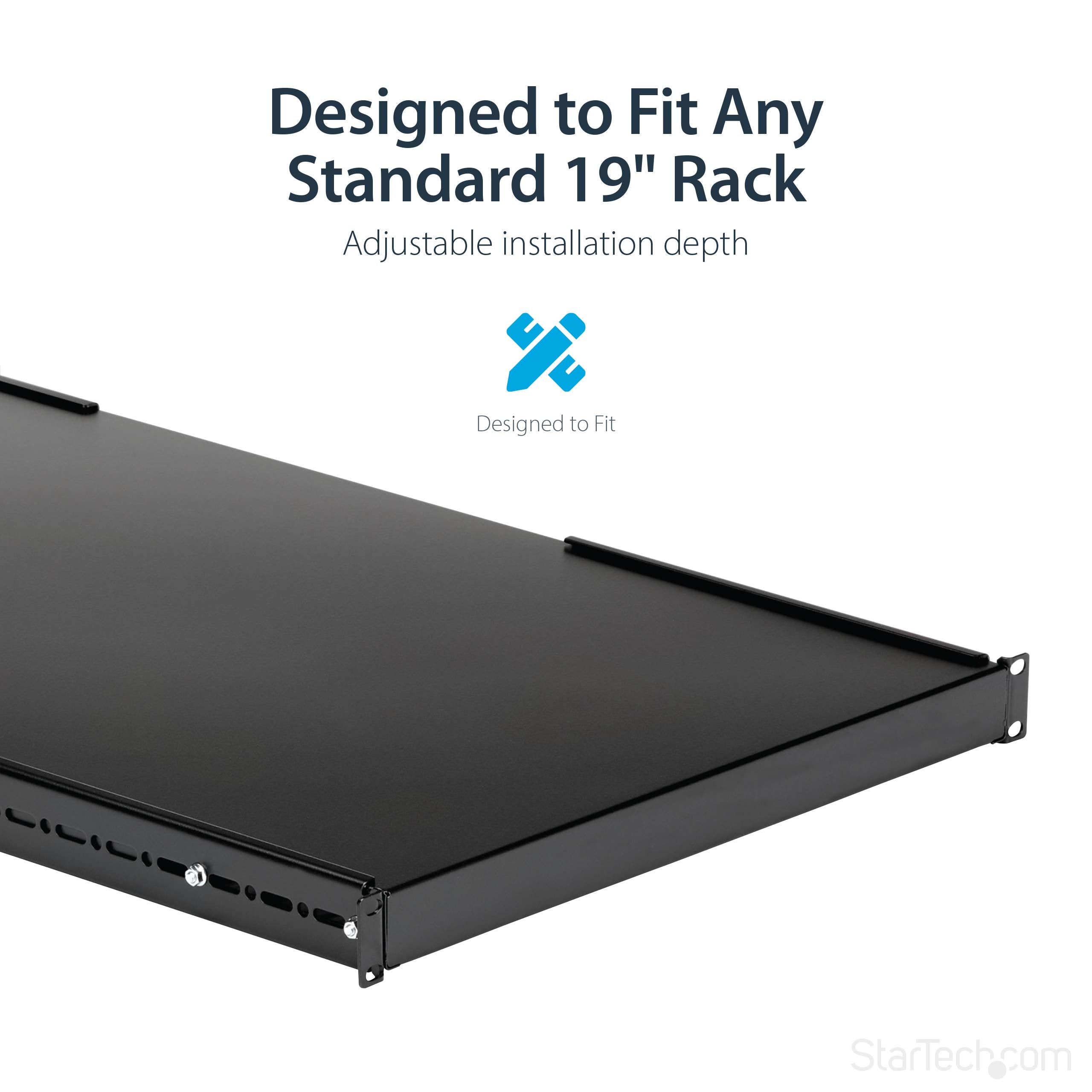 Startech.Com 1U 4-Post Adjustable Server Rack Mount Shelf - 330Lbs(150 Kg) - 19.5 To 38In Adjustable Mounting Depth Universal Tr