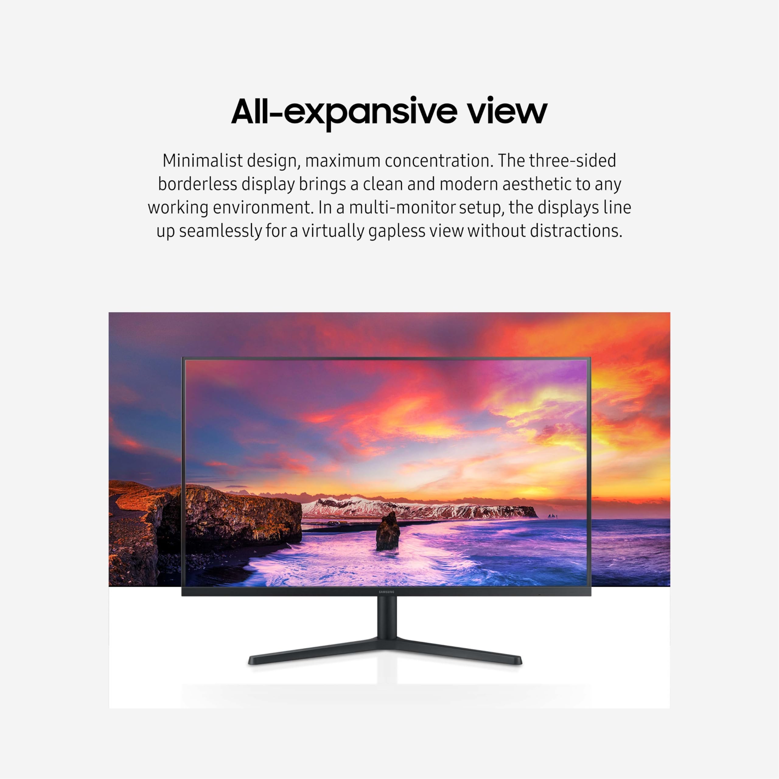 Samsung 32-Inch Flat Computer Monitor, 75Hz, Borderless Display, Amd Freesync, Game Mode, Advanced Eye Care, Hdmi And Displaypor