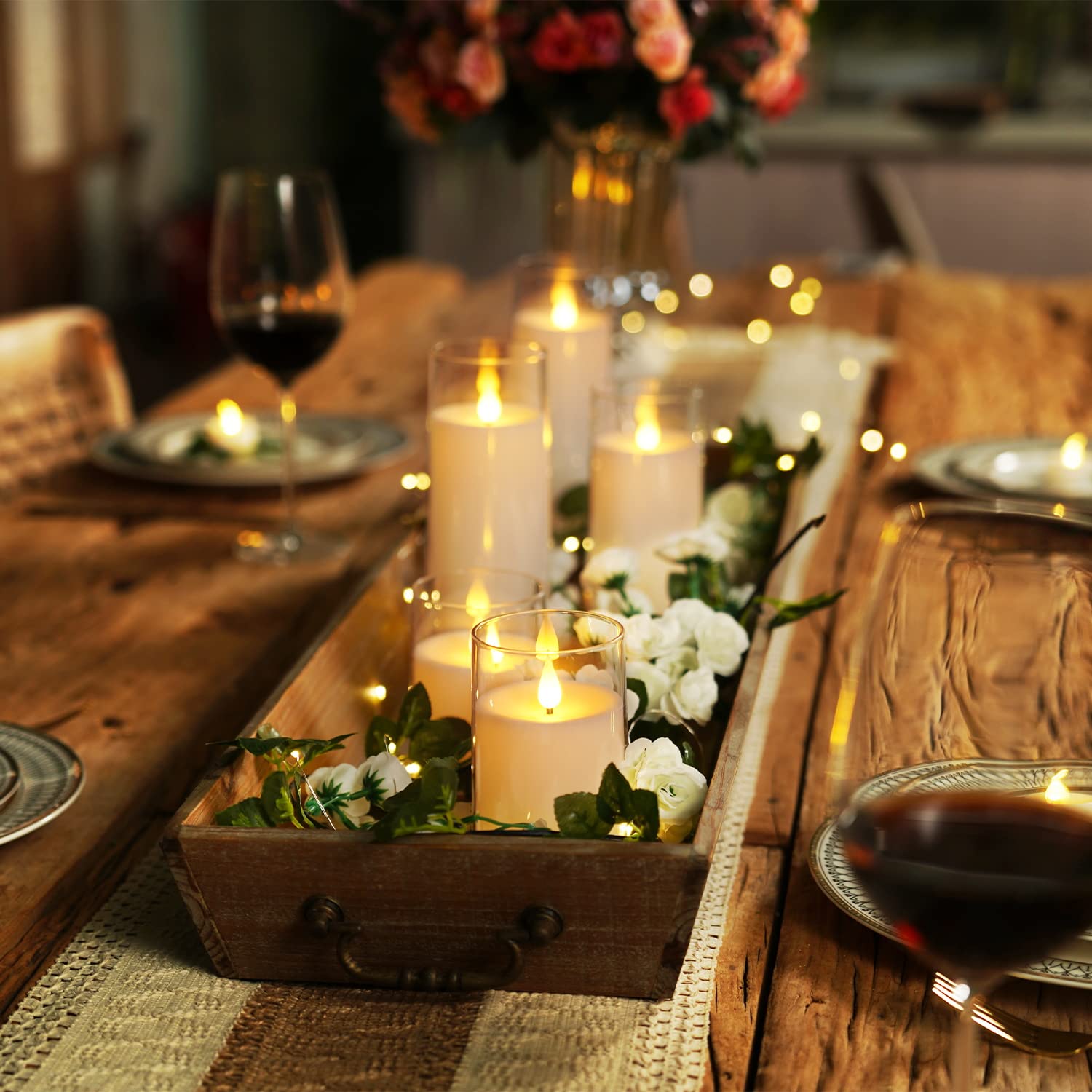 Homemory Pure White Flickering Flameless Candles, Battery Operated Acrylic Led Pillar Candles With Remote Control And Timer, Set