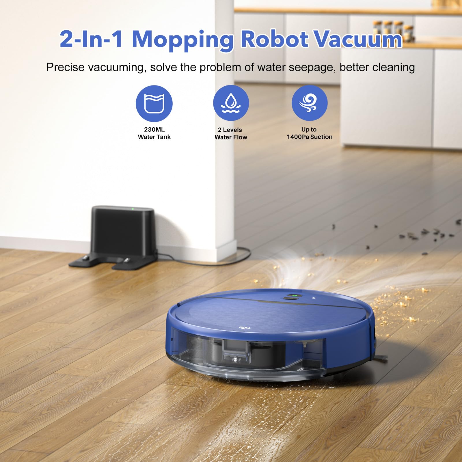 2 In 1 Mopping And Vacuuming Robot, Robot Vacuum And Mop Combo Compatible With Wifi/App, Robotic Vacuum Cleaner Self Charging, S