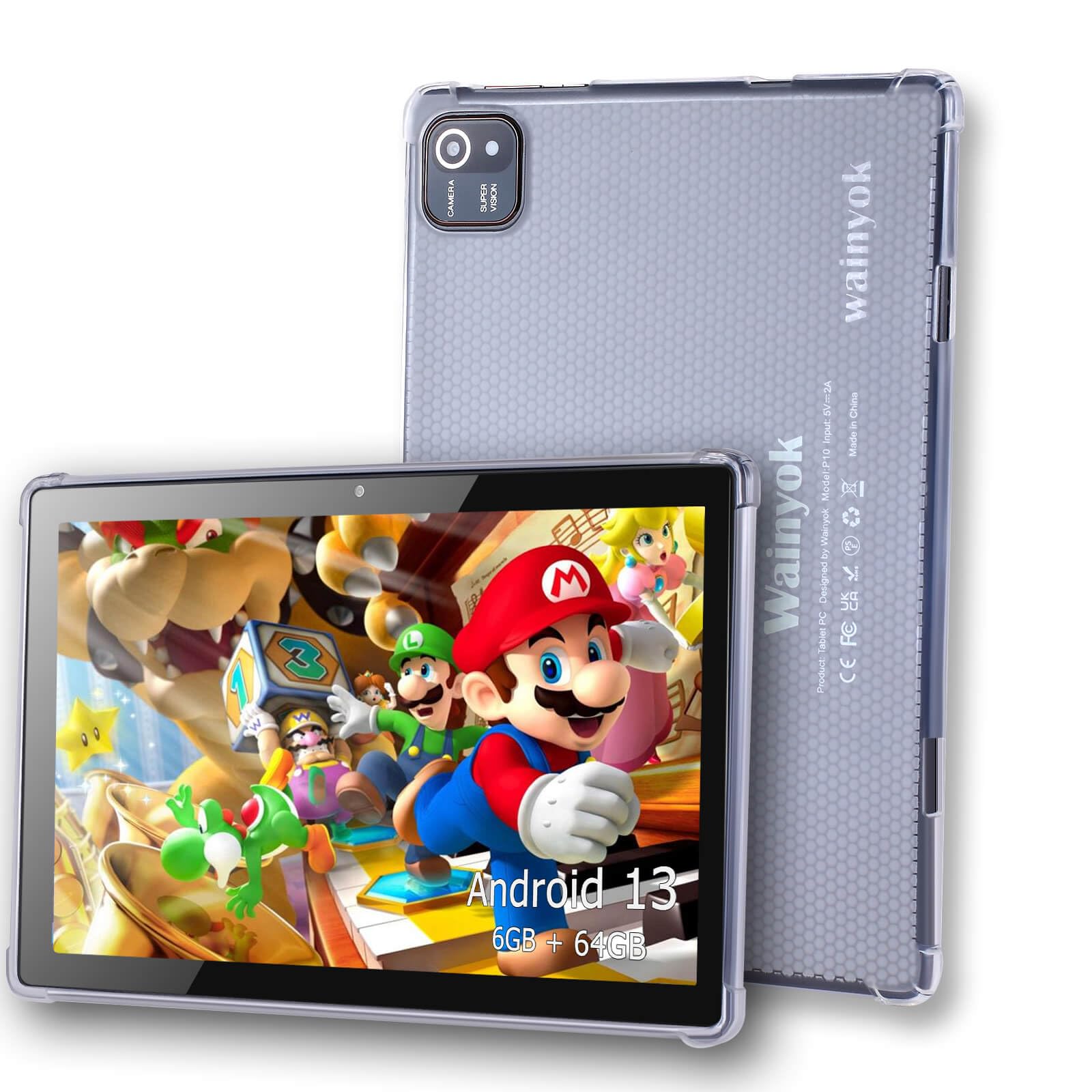 Wainyok 10.1 Inch Android 13 Tablet Kids Tablets: 6Gb + 64Gb, 1Tb Expandable | 2.0Ghz Octa Core, Dual Cameras (5Mp+8Mp), Hd Ips 