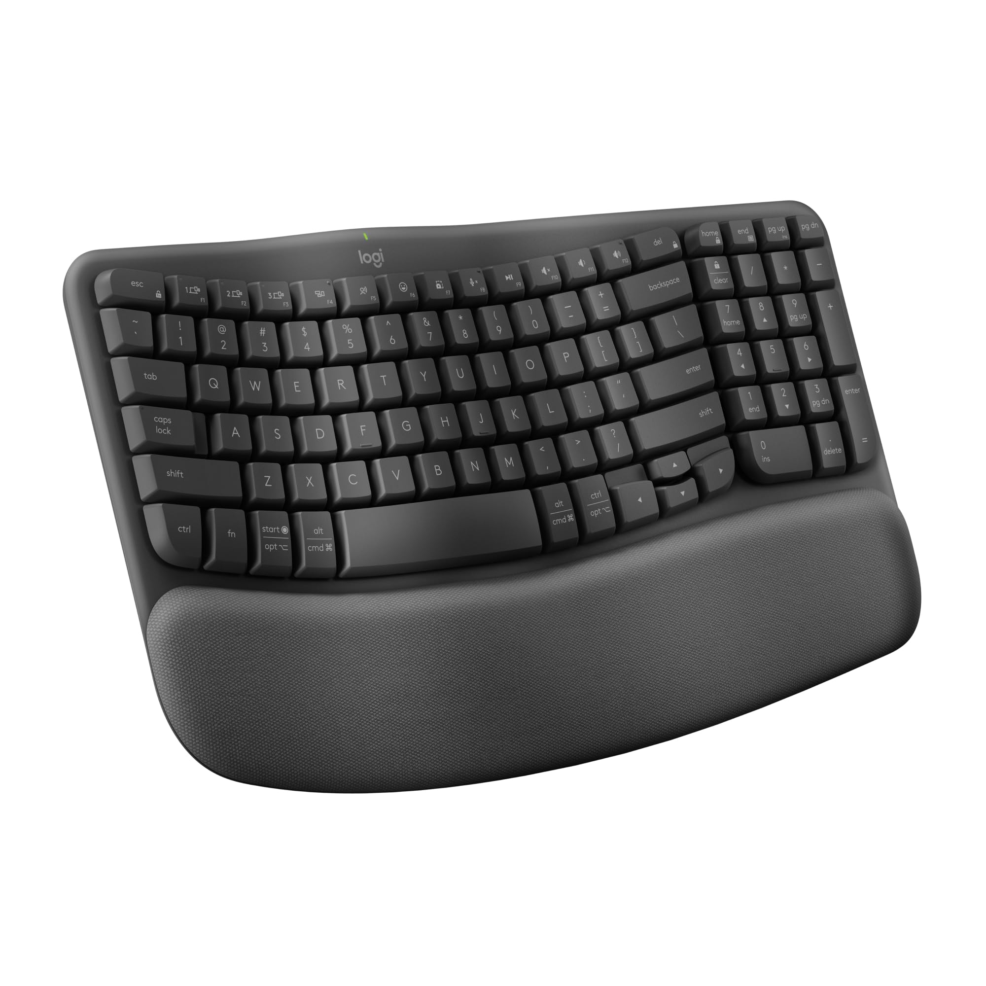 Wave Keys Wireless Ergonomic Keyboard - Graphite - Us