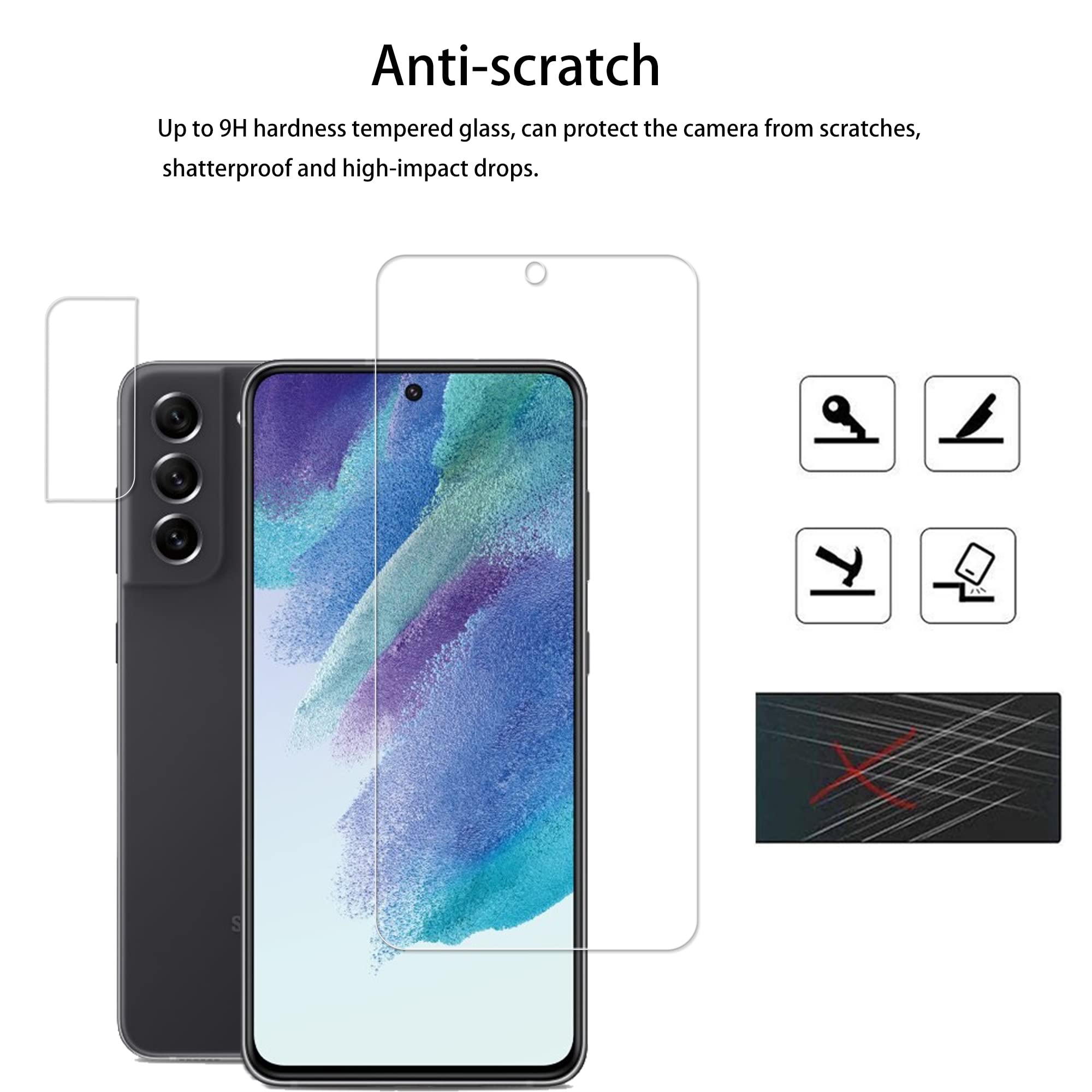Hkkais Easy Alignment Frame Designed For Samsung Galaxy S21 Fe 5G Tempered Glass Screen Protector 2 Pack Camera Lens Protector F