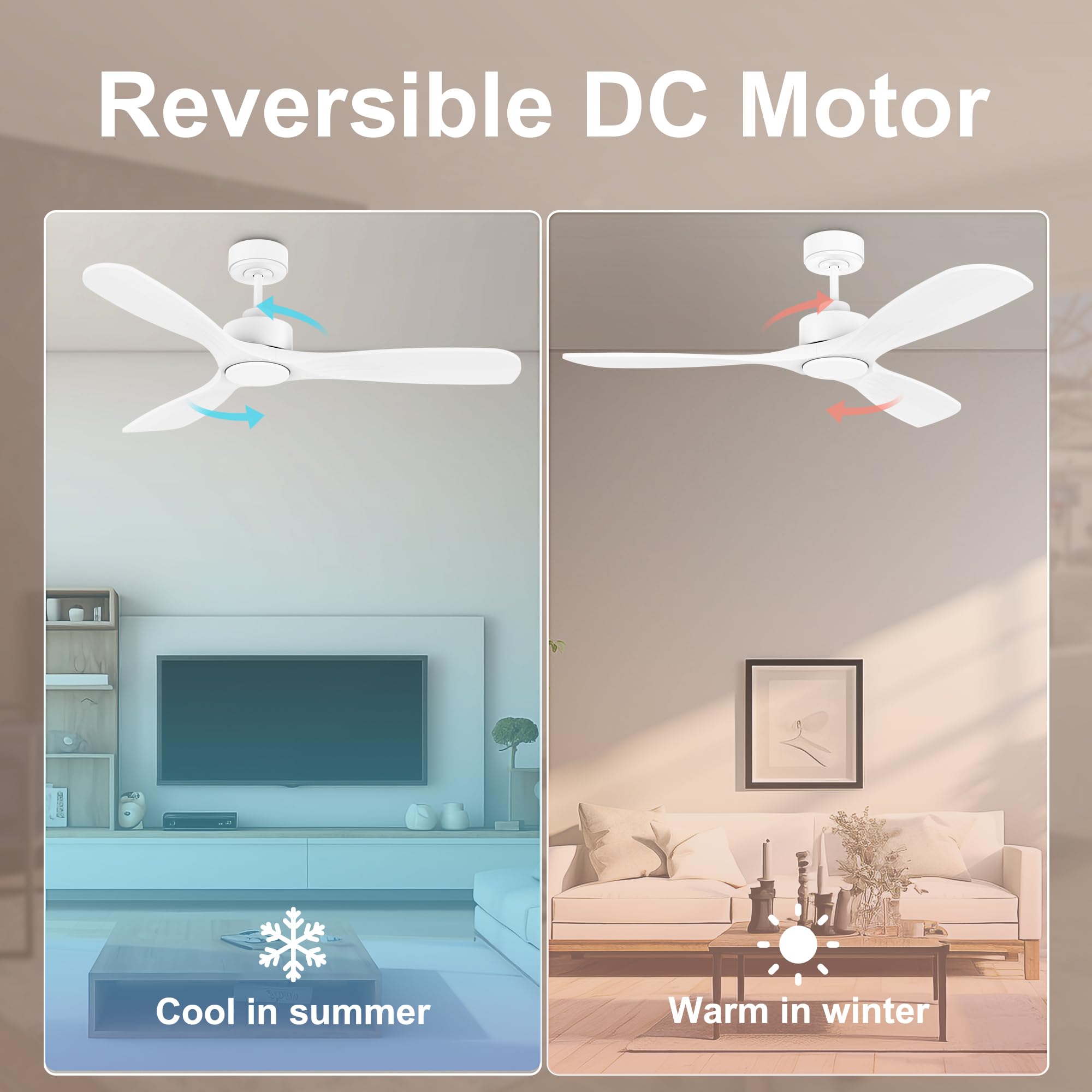 Hoenofly 52    Wood Smart Ceiling Fans With Lights Remote,Quiet Dc Motor,Outdoor Indoor Ceiling Fan,Voice Control Via Wifi Alexa