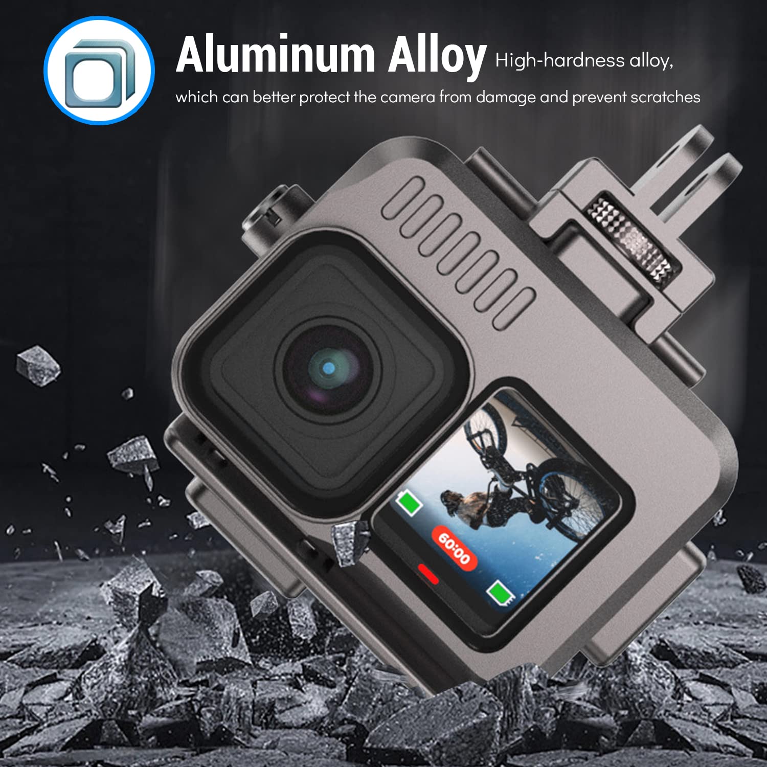 Aluminum Waterproof Case For Gopro Hero 12/11/10/9 Black, Protective 131Ftunderwater Dive Housing Shell With 2 Cold Shoe For Gop