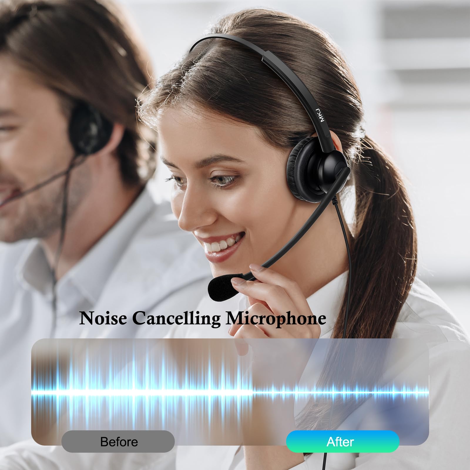 Mkj Noise Cancelling Cisco Headset With Microphone Dual Ear Wired Call Center Headphones For Office Phone Cisco Cp 7821 7841 786