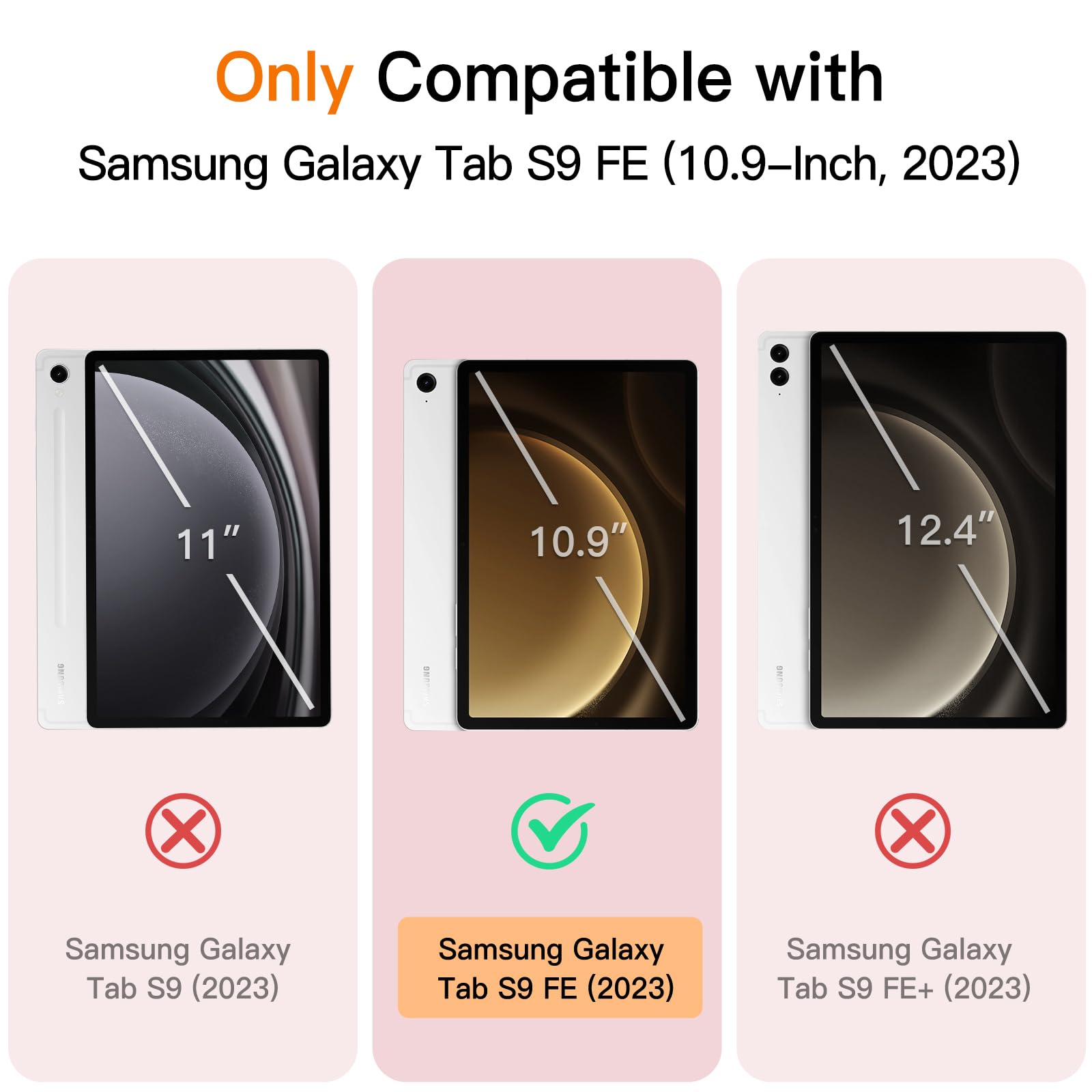 Jetech Case For Samsung Galaxy Tab S9 Fe 10.9-Inch With S Pen Holder, Soft Tpu Tri-Fold Stand Protective Tablet Cover, Support S