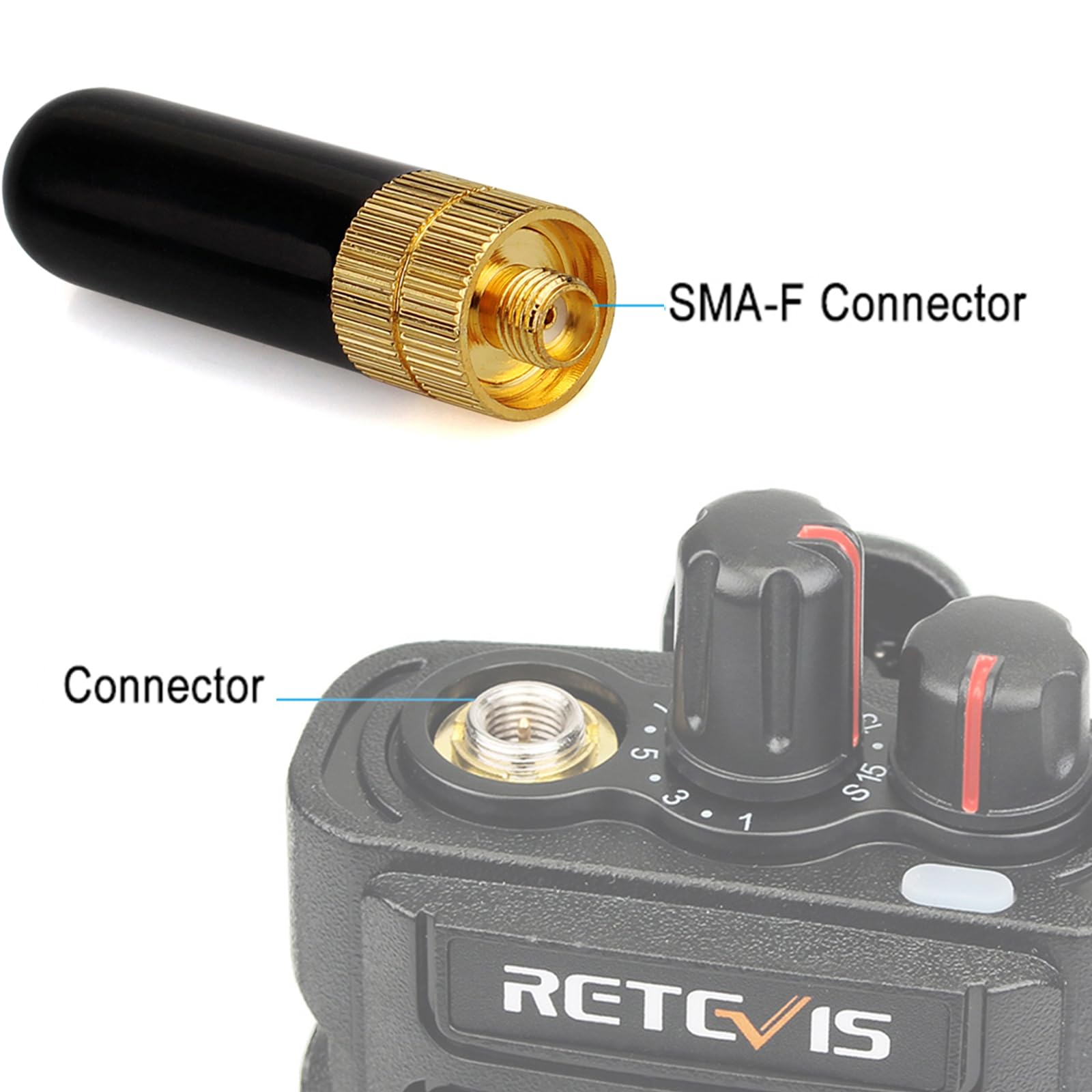 Retevis Ham Radio Short Antenna, 1.96 Inch Sma-Female, Dual Band Vhf/Uhf 144/430Mhz Antenna, For Retevis Rt29 Rt86 Ra79 Hd2, Com