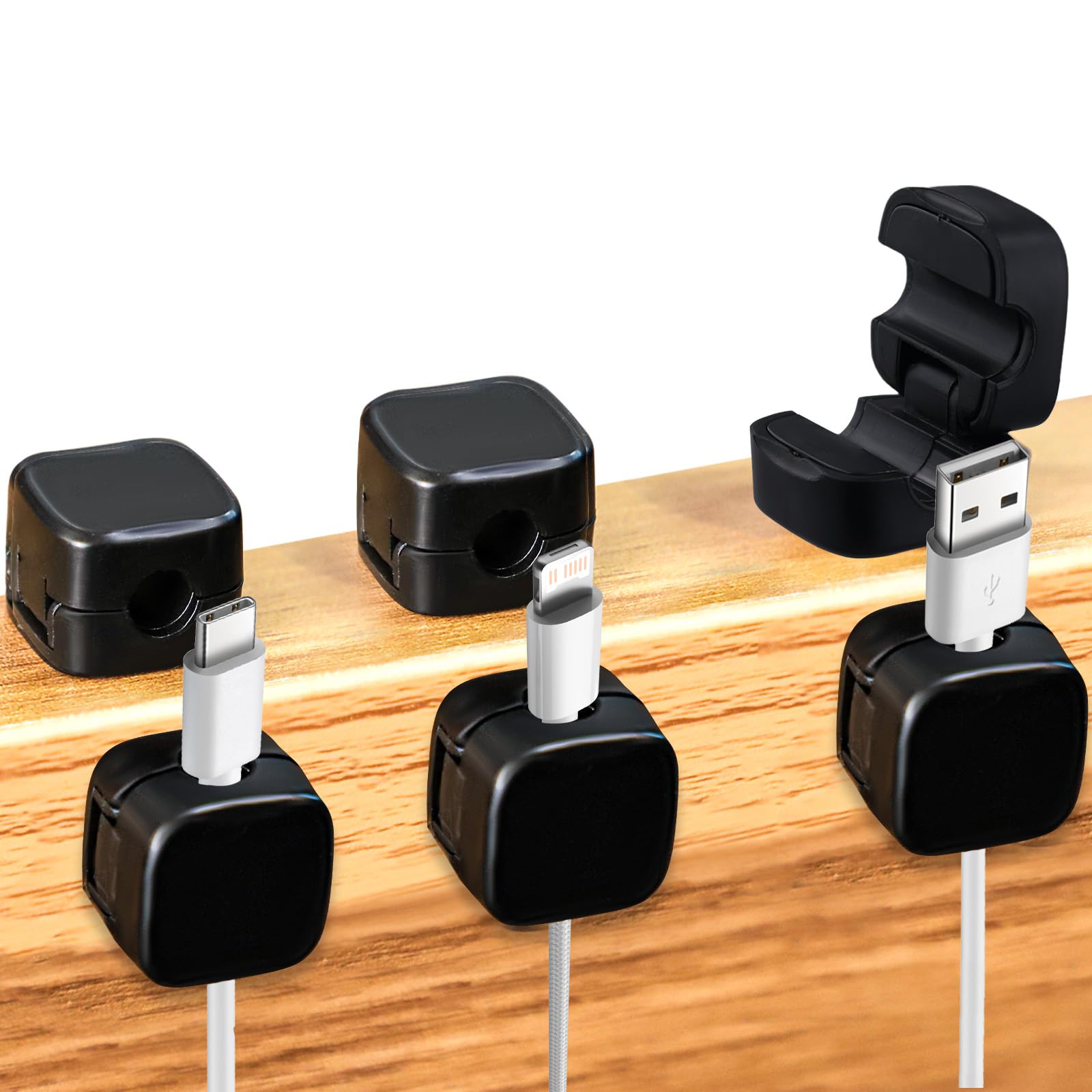 6Pcs Magnetic Cable Management Clips, Self Adhesive Cord Organizer Holder, Desk Cable Management Cord Organizer Phone Charger Wi