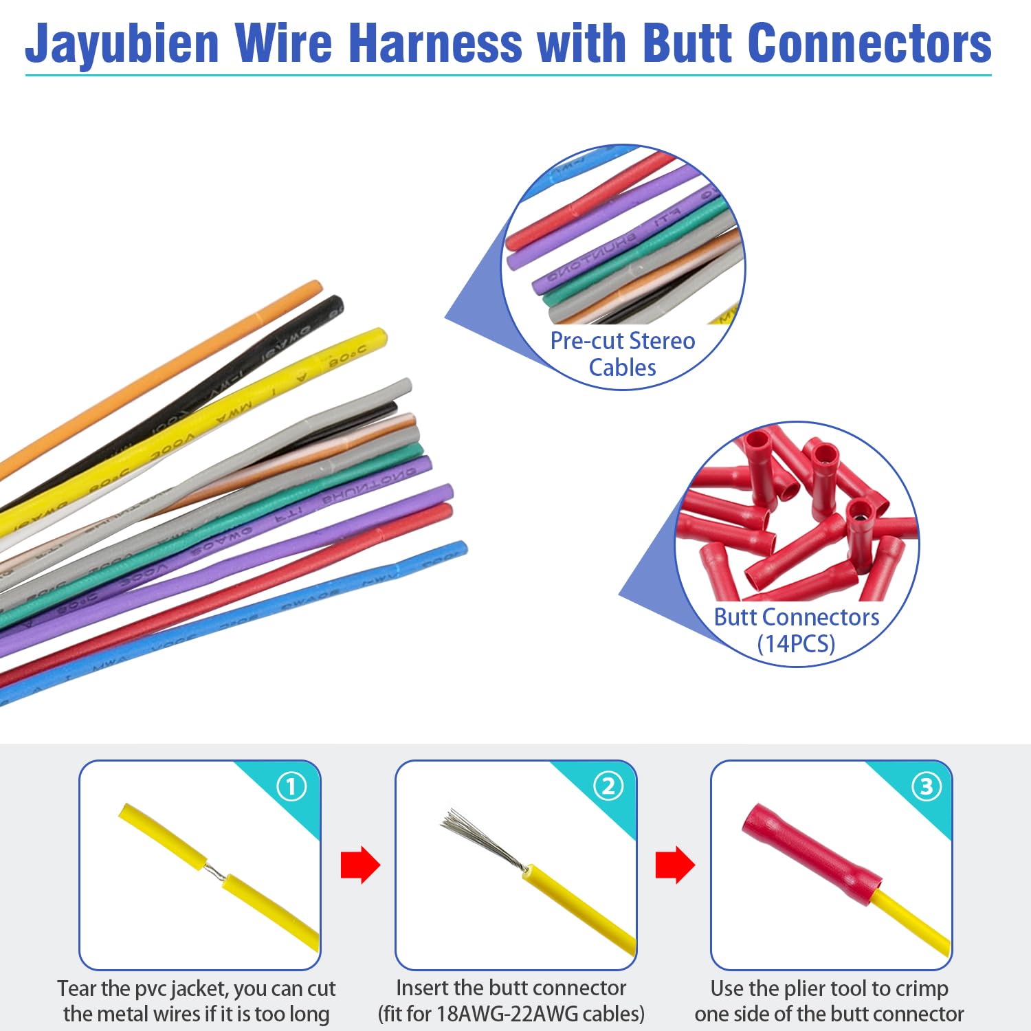 Jayubein Radio Wiring Harness Replacement For Honda Accord Civic Crv Odyssey Insight Pilot Element Ridgeline 20Pin Stereo Wire H