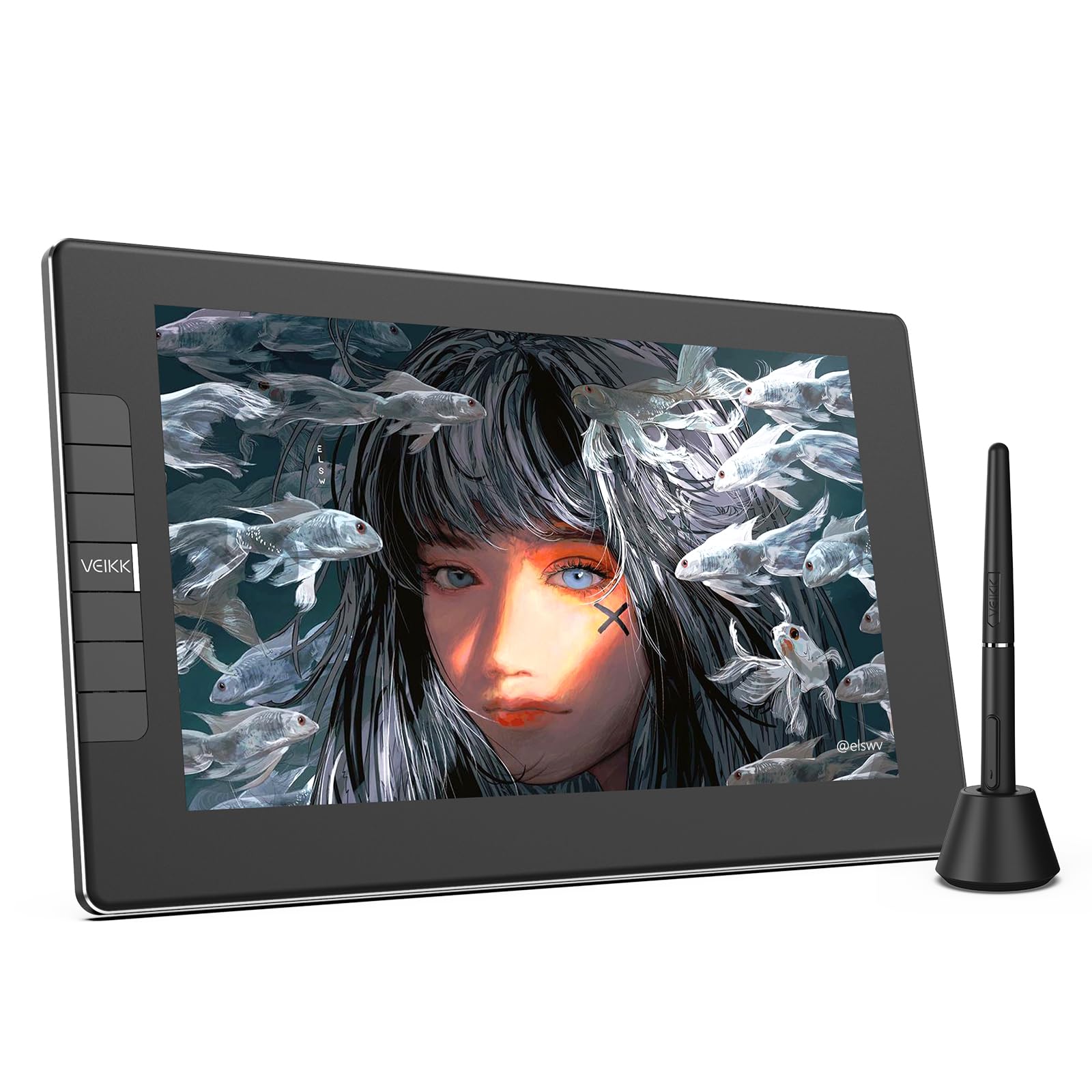 VEIKK VK1200 Drawing Tablet with Screen,11.6 Inch Full-Laminated Graphic Drawing Monitor,2 Battery-Free Pen and Tilt Function,6 