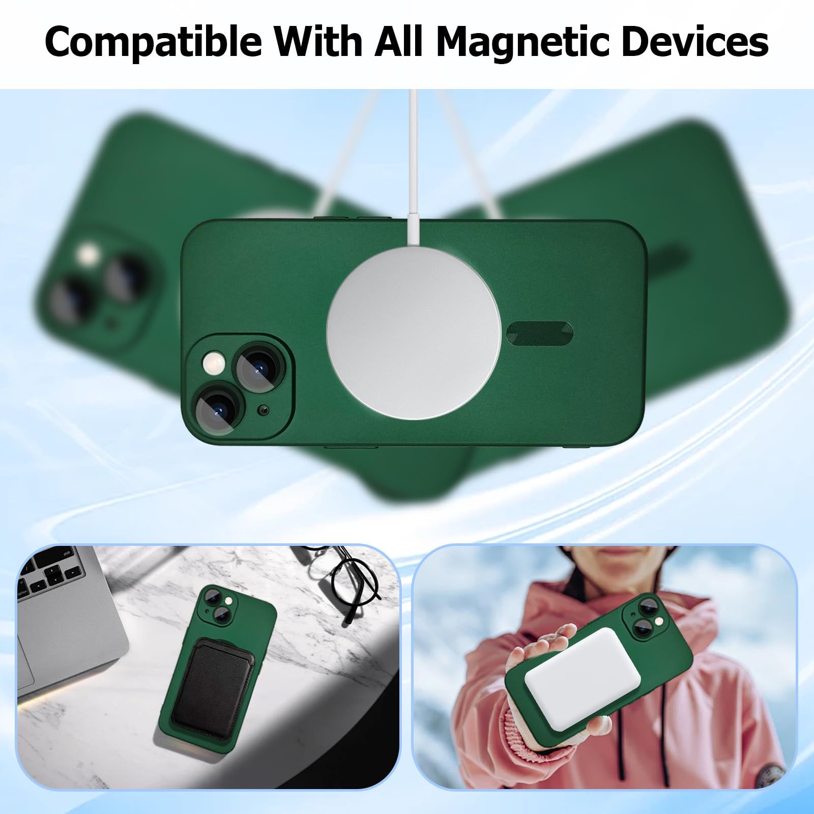 Ankofave Magnetic Case For Iphone 14 Plus Phone Case For Women, Shockproof Matte Luxury Metallic Luster Design With Camera Lens