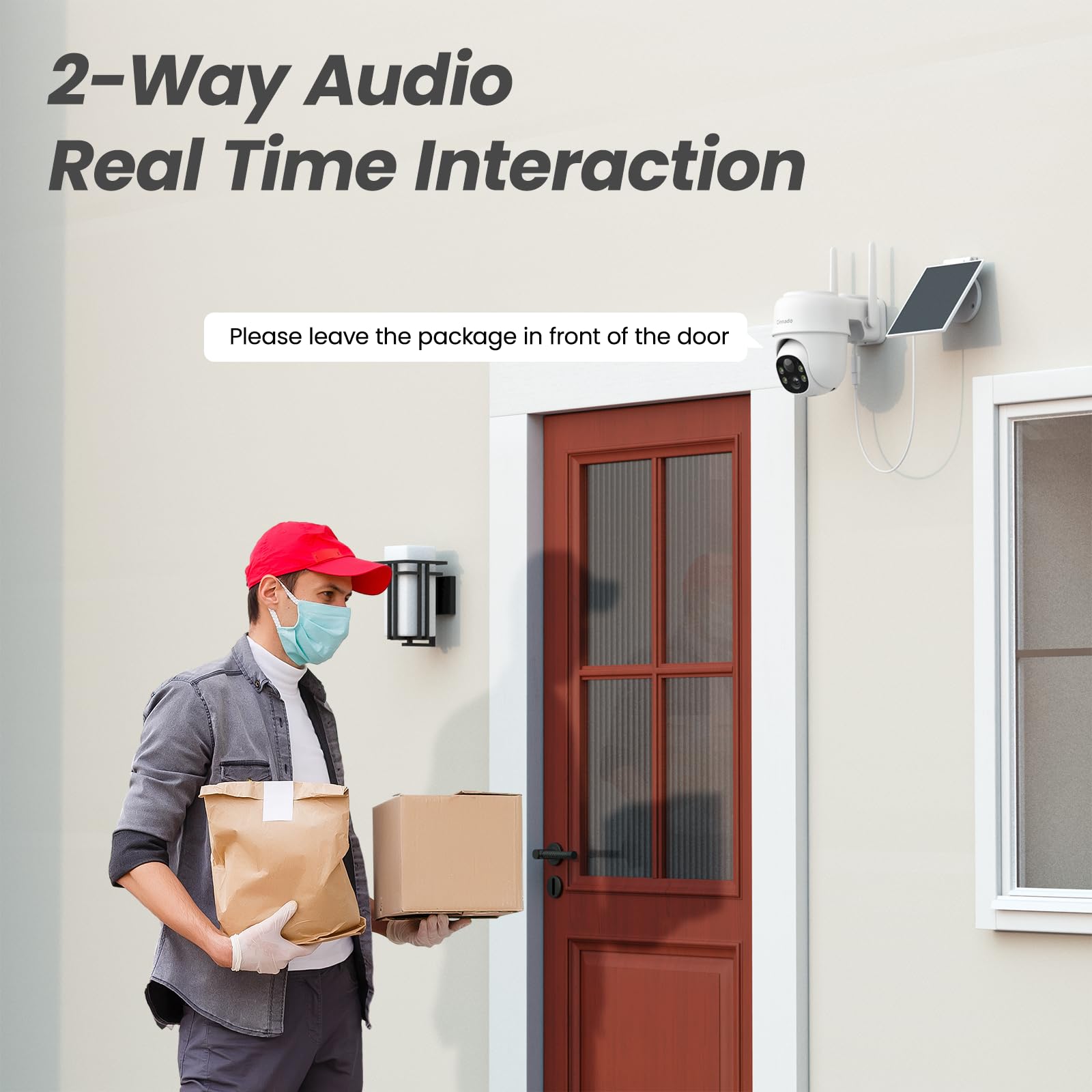 Cinnado 2K Cameras For Home Security 2.4G Wifi Outdoor Camera Wireless Solar/Battery Powered, 360 Viewing, Human Detection, Colo