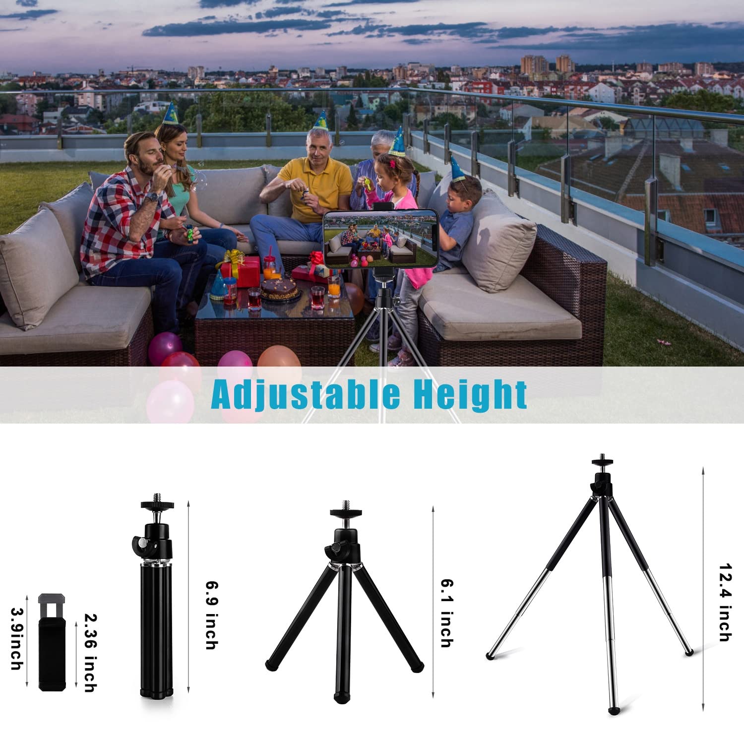 Mini Tripod For Webcam And Phone, 12.4 Inch Metal Extendable Webcam Stand With Phone Holder, Small Tripod For Desk