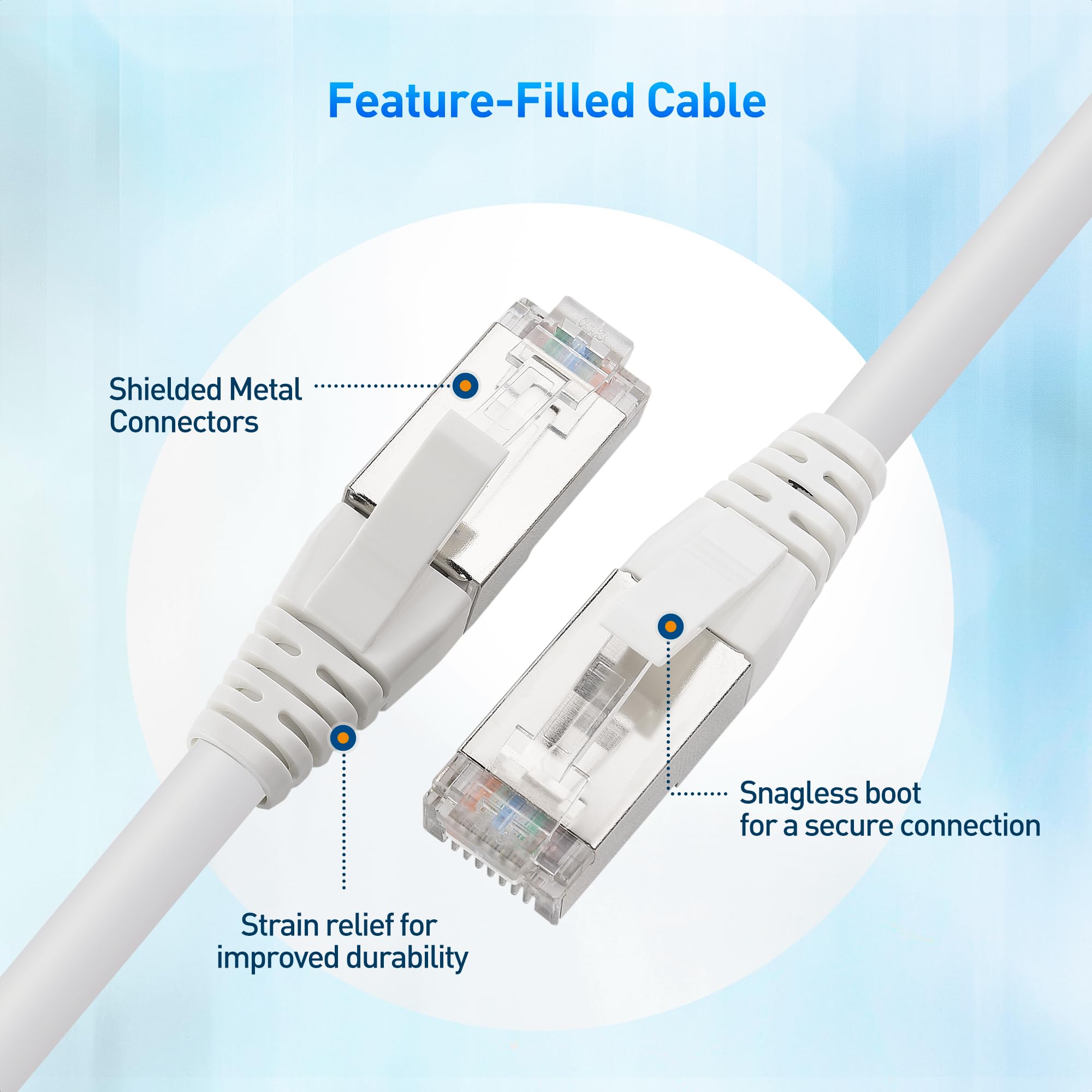 Cable Matters [Certified for Cat8 Compliance] 40Gbps Shielded Cat 8 Ethernet Cable 25ft in White (2000 Mhz Category 8 Ethernet Cable, Cat8 Internet Cable, Gaming Ethernet Cable)   25 Feet