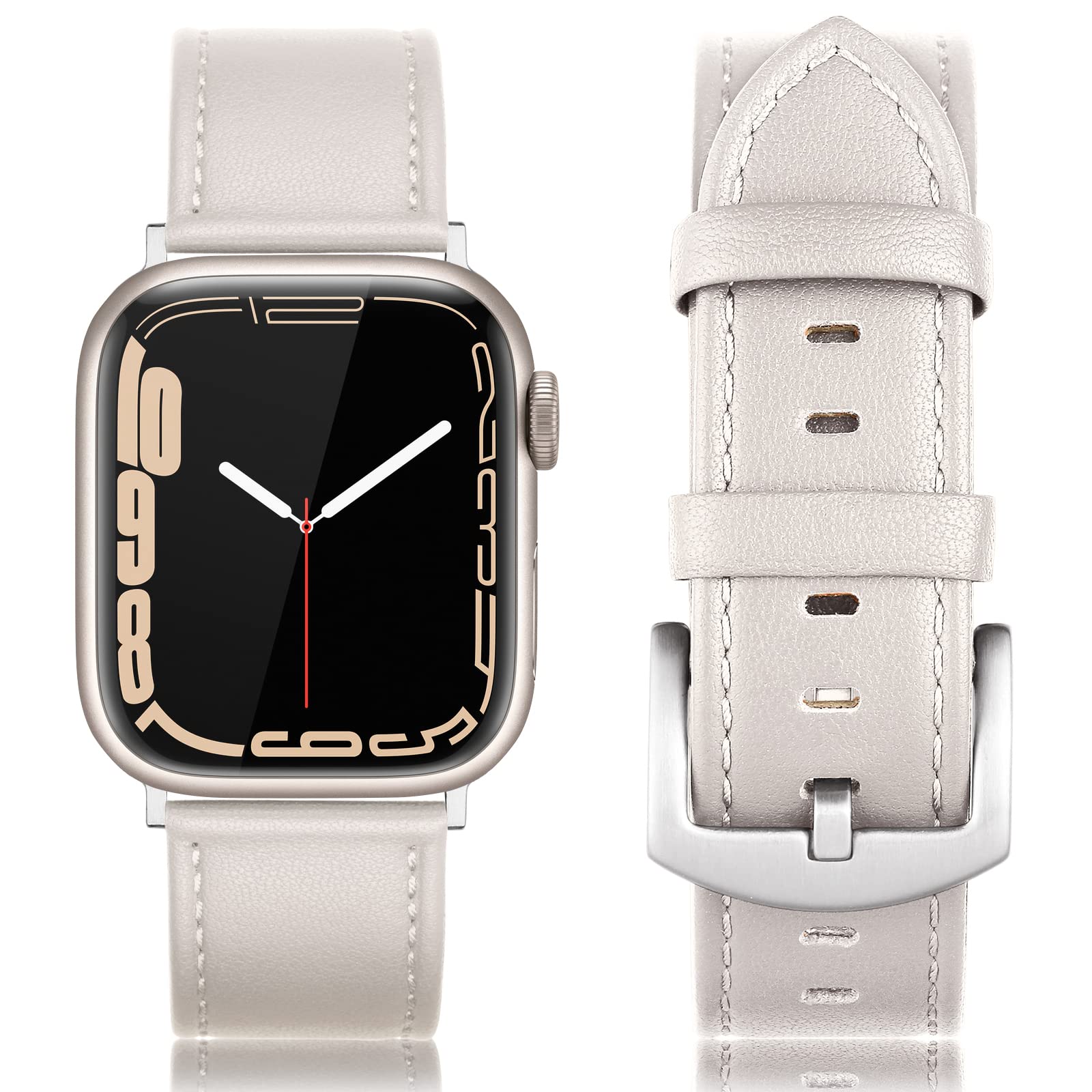 Edimens Leather Bands Compatible With Apple Watch 46Mm 45Mm 44Mm 42Mm(Series 1 2 3) Band Men Women, Vintage Genuine Leather Wris