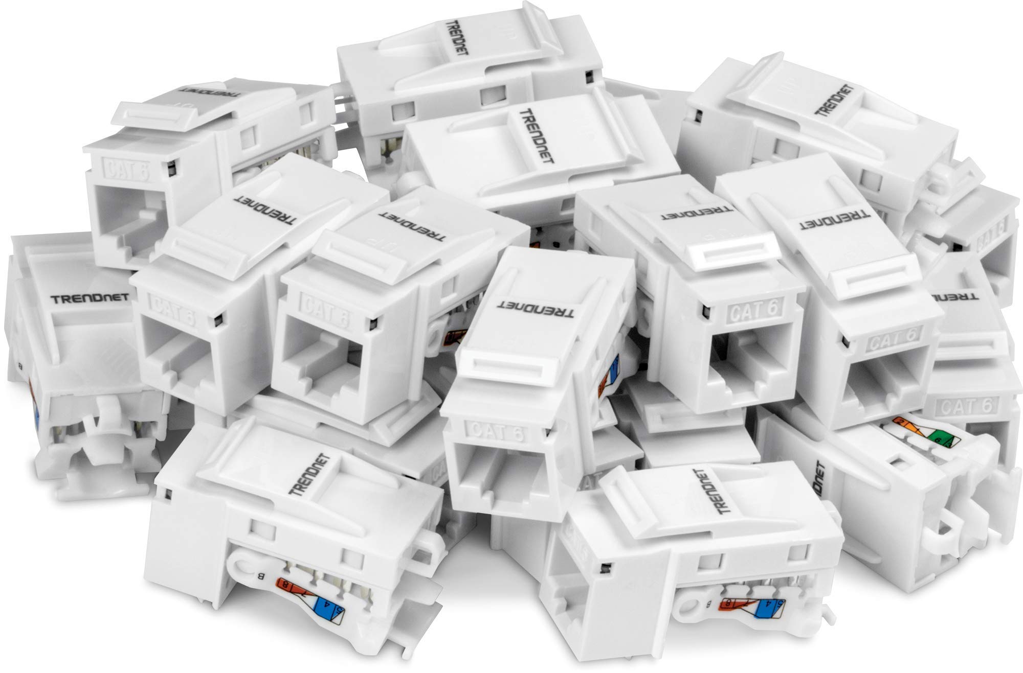 Trendnet Cat6 Keystone Jack, 25 Pack Bundle, Tc K25C6, 90A Angle Termination, Compatible With Cat5, Cat5E, & Cat6 Cabling, Color