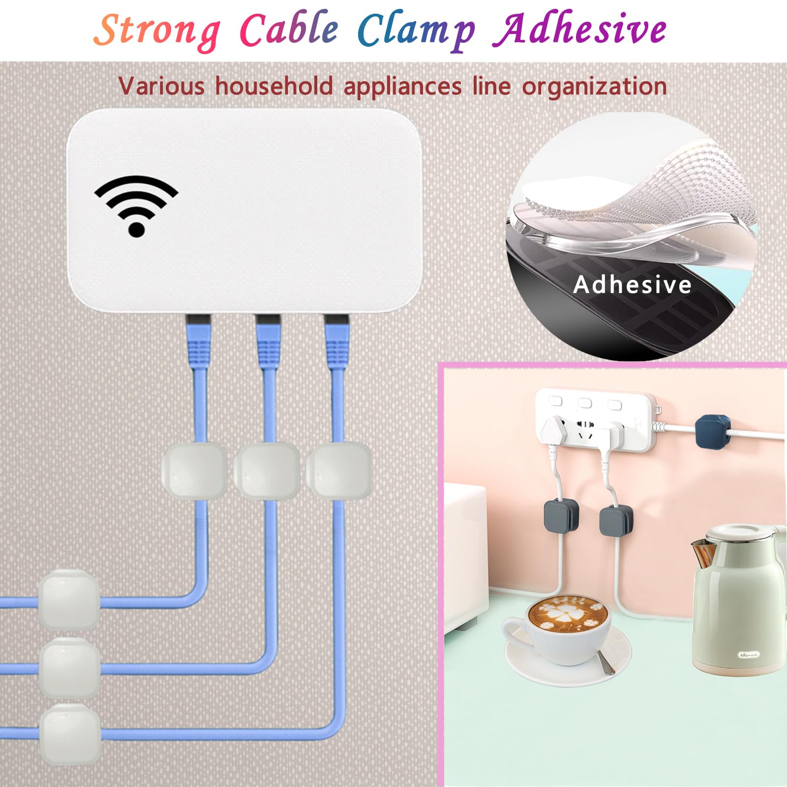 Kisajar 12 Pcs Magnetic Cable Clips (6 Black And 6 White) Cable Management,Adhesive Cord Organizer,Wire Keeper Cord Holder For O
