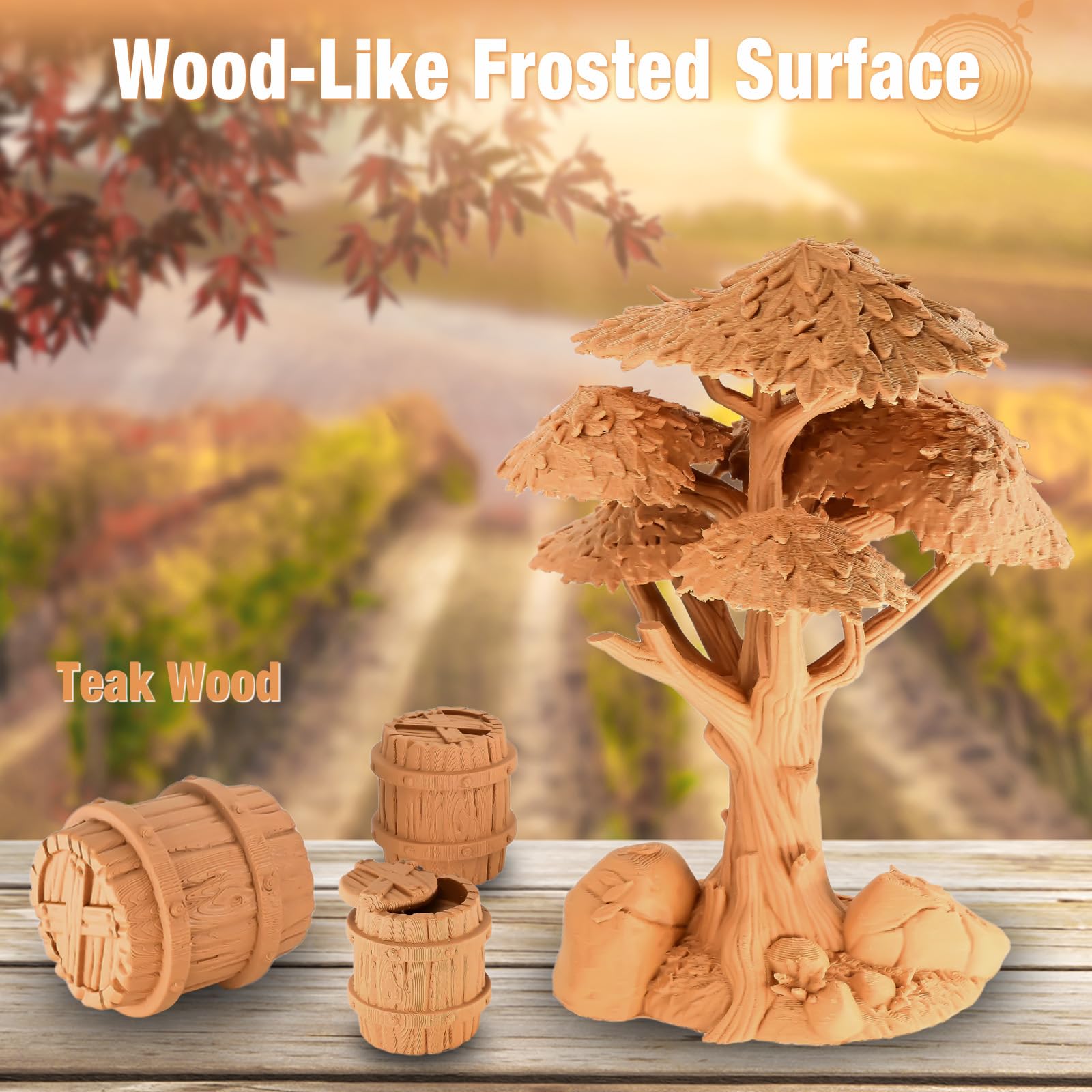 Ovv3D Wood Pla Filament 1.75Mm, Wood 3D Printer Filament, Yellow Teak Wood Filament Add More Than 30% Real Wood Fiber, Matte And