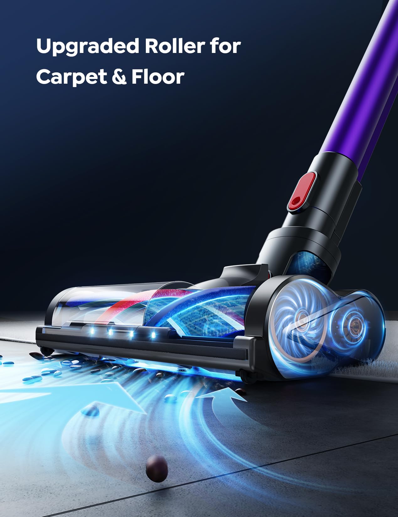 Inteture Cordless Vacuum Cleaner, 450W 40Kpa Vacuum Cleaners For Home, Max 55Mins Anti Tangle Stick Vacuum With Touch Display, L
