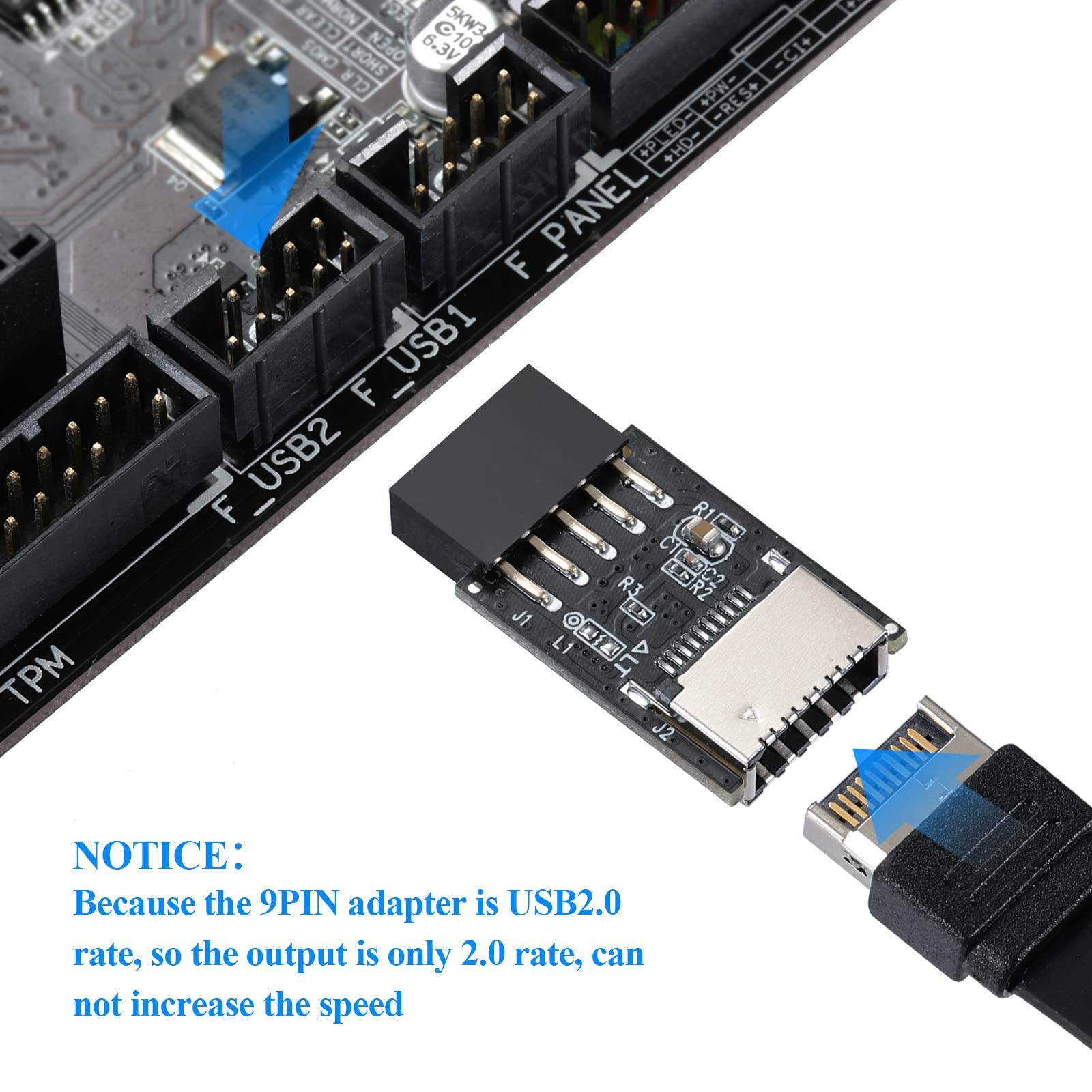 Mzhou Usb 2.0 Front Panel Header Usb 9Pin To Usb 2.0 Type E Internal Adapter
