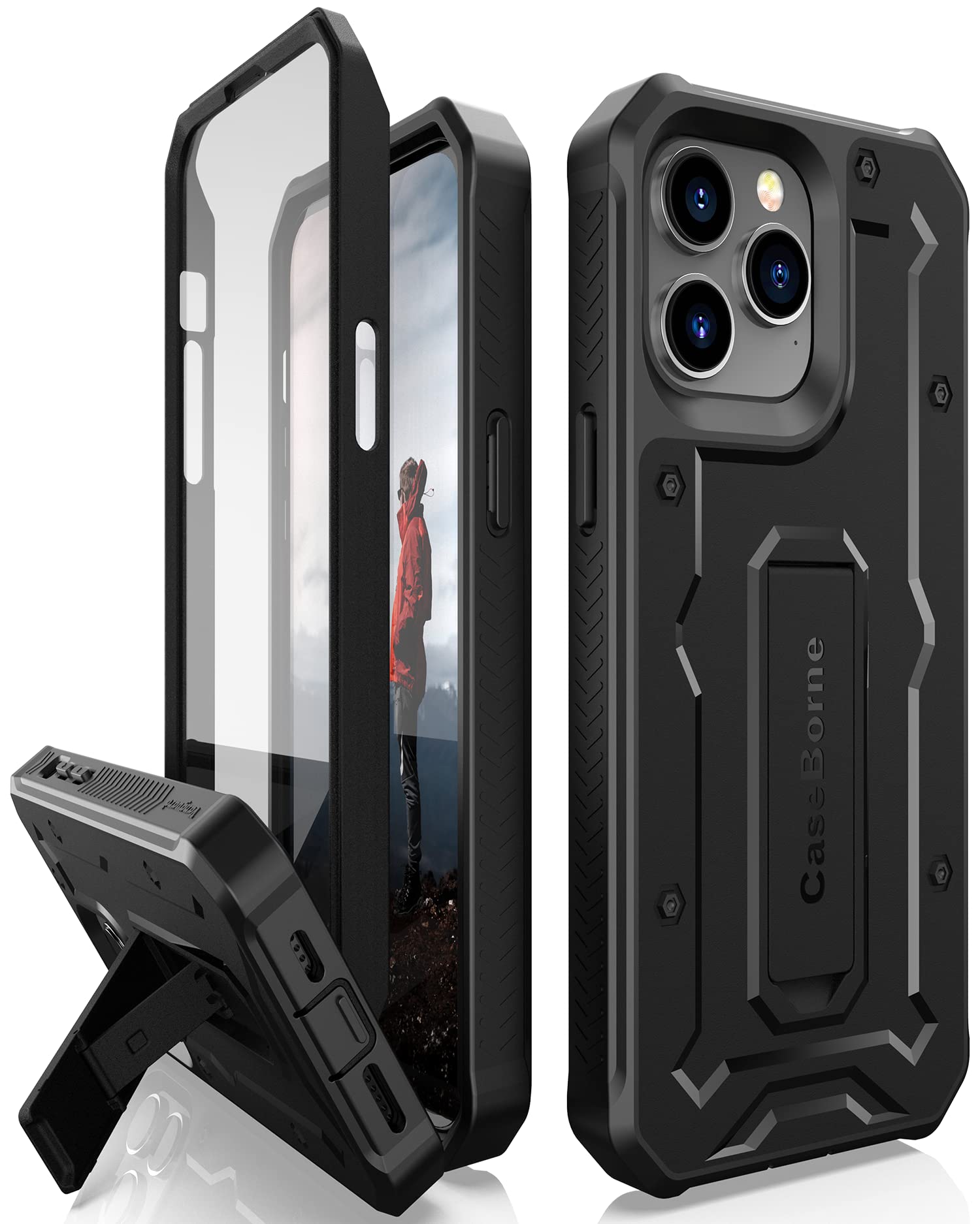 Caseborne V Compatible With Iphone 14 Pro Max Case   Military Grade Full Body Rugged With Kickstand And Built In Screen Protecto