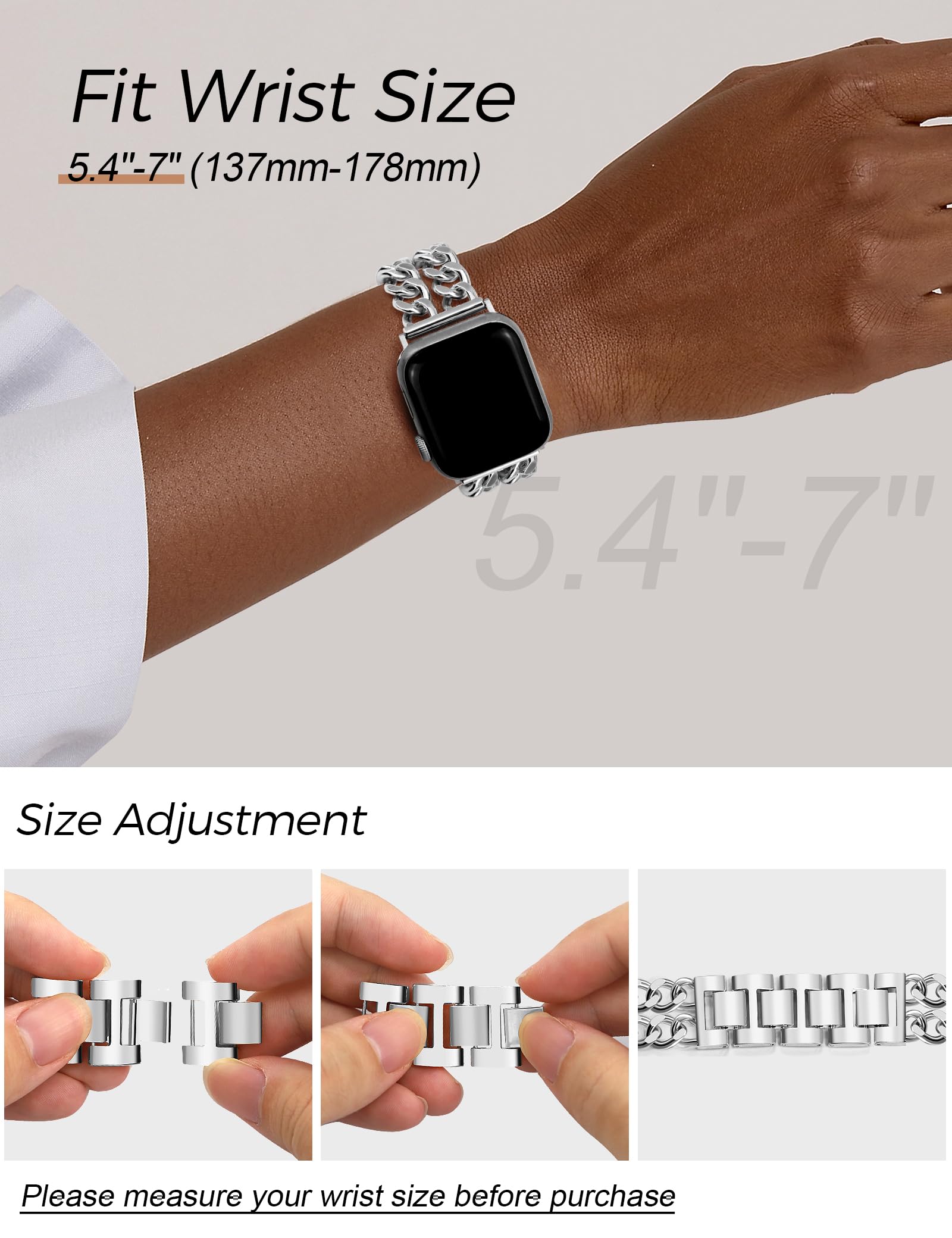 Jr.Dm Silver Watch Bands For Women Compatible With Apple Watch Band 42Mm(S3/2/1) 44Mm 45Mm 46Mm 49Mm Adjustable Metal Band Cowbo