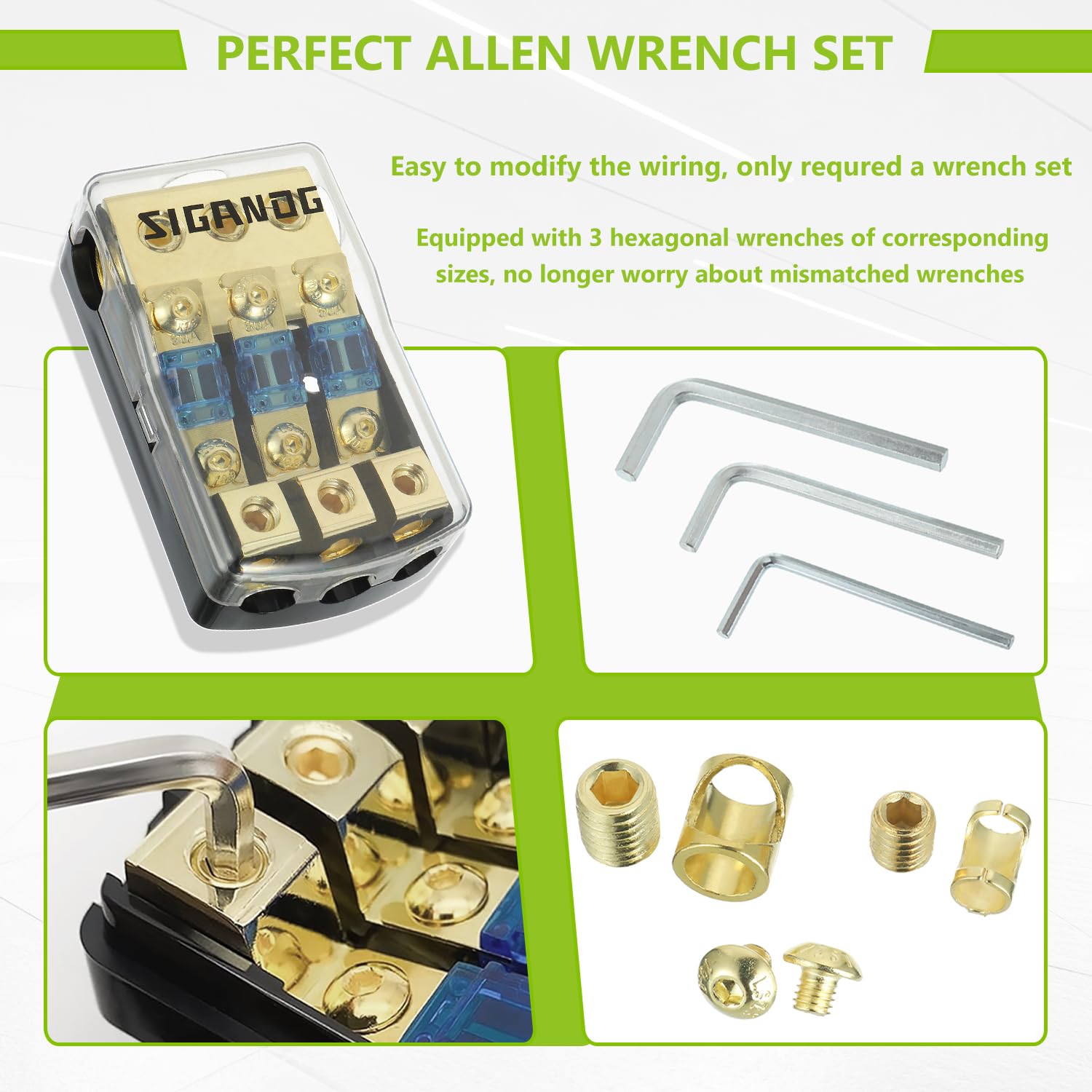 Sigandg 3 Way Anl Fuse Holder With 60A Mini Fuse, 0/2/4 Gauge In 4/8 Gauge Out Fuse Distribution Block, 12V Used For Audio Stere