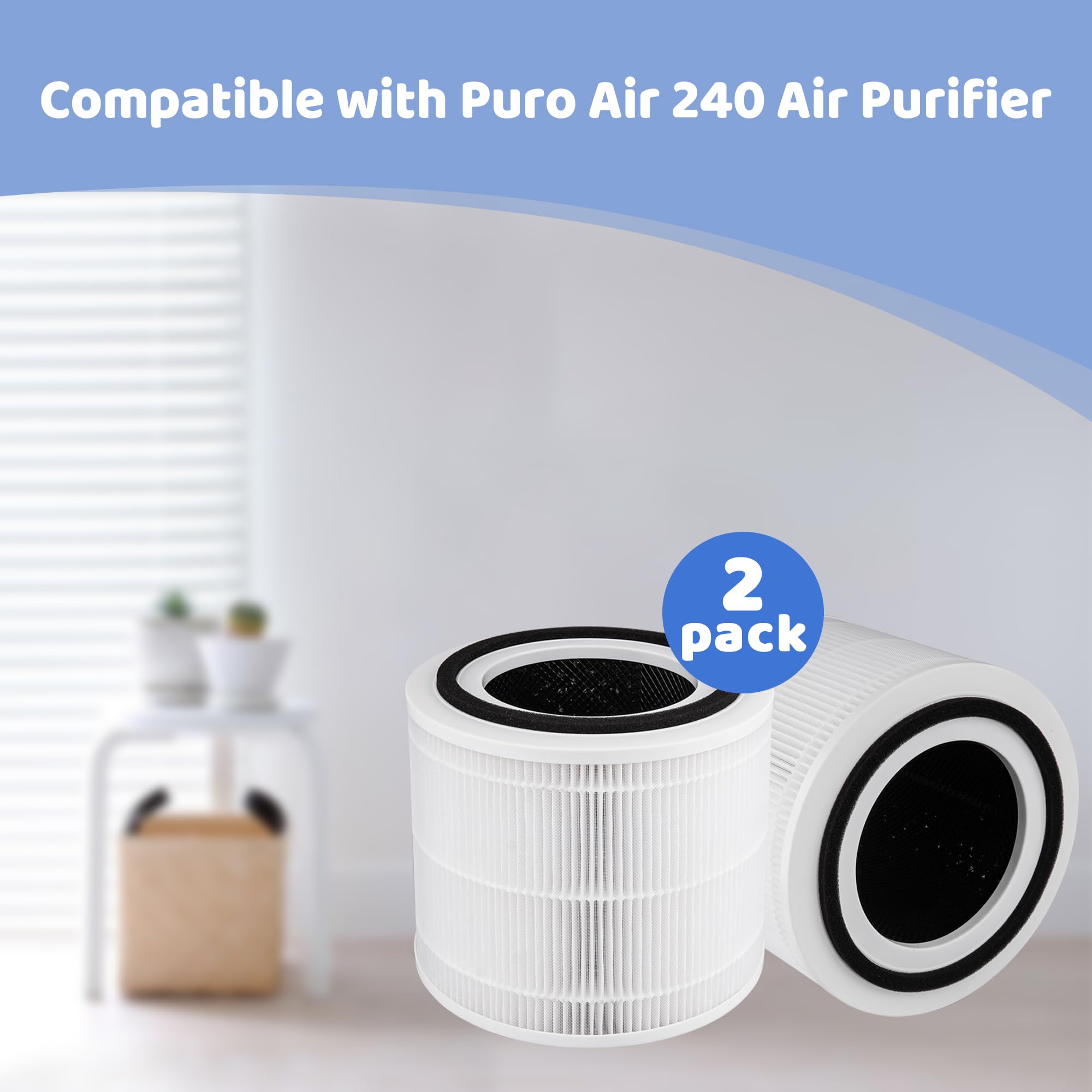 Breshair True Hepa Replacement Filter 14 Compatible With Puro 240 Air Purifier, 3 In 1 Filtration System 240 Hp 14 Filter With A