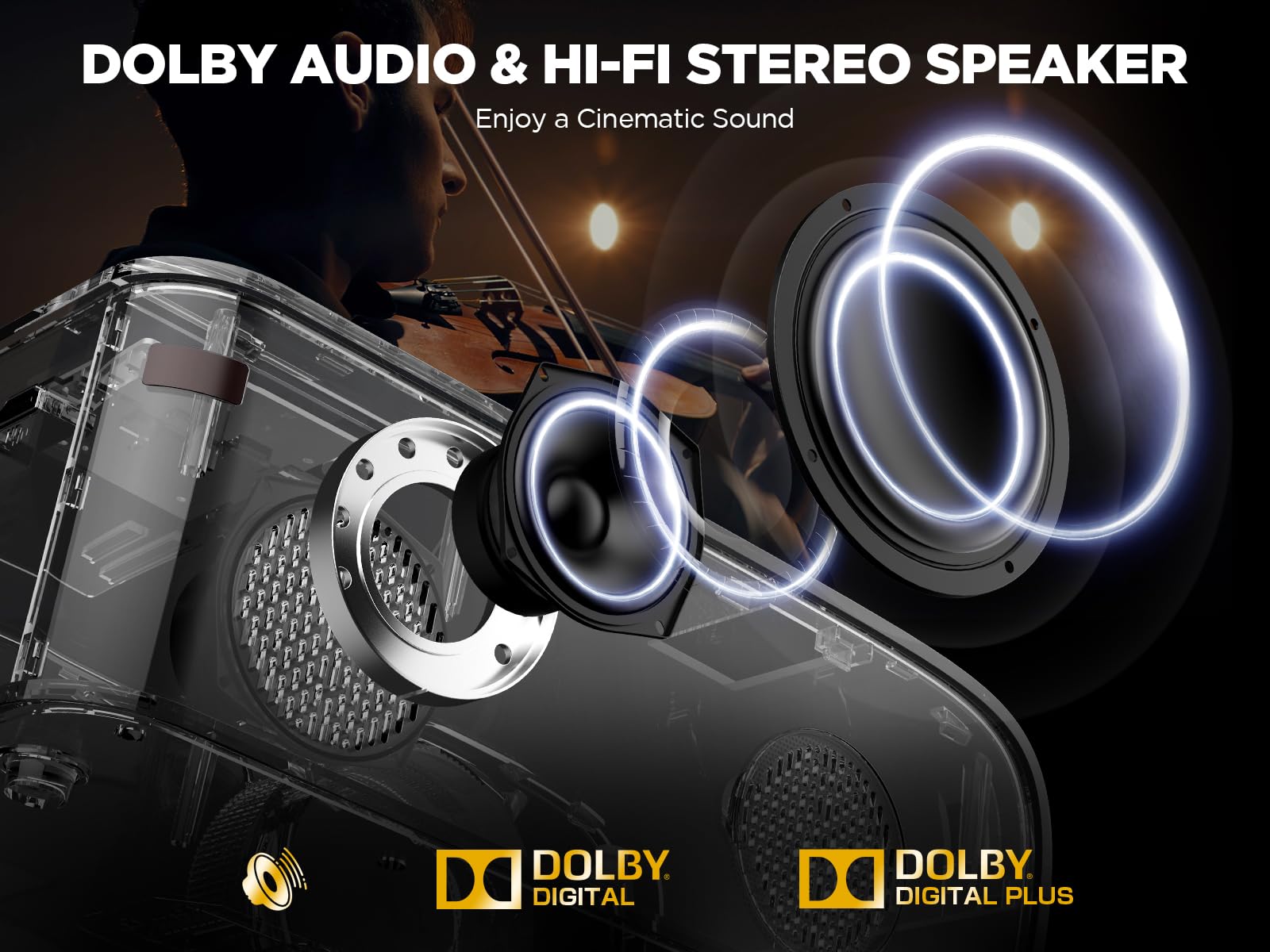 [Netflix Officially/Ai Auto Focus] Smart Projector With Wifi And Bluetooth,Dolby Audio,Dbpower Native 1080P Projector With Apps Built In Netflix/Hulu/Disney+/Peacock, 600Ansi Movie Projector