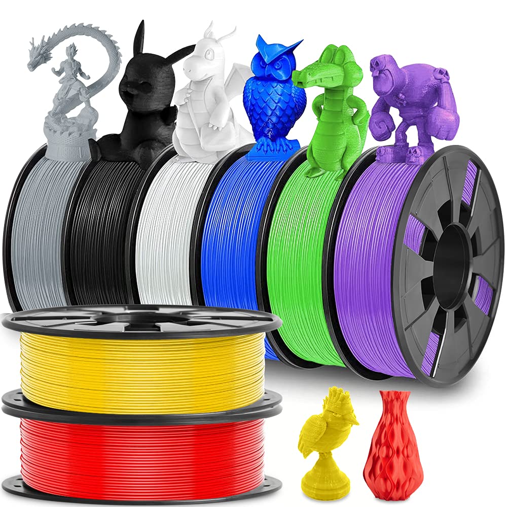 3D Printer Filament, 1.75Mm Pla 3D Printing Filament In Total 2 Kg, Dimensional Accuracy +/  0.03 Mm Widely Compatible For 3D Pr