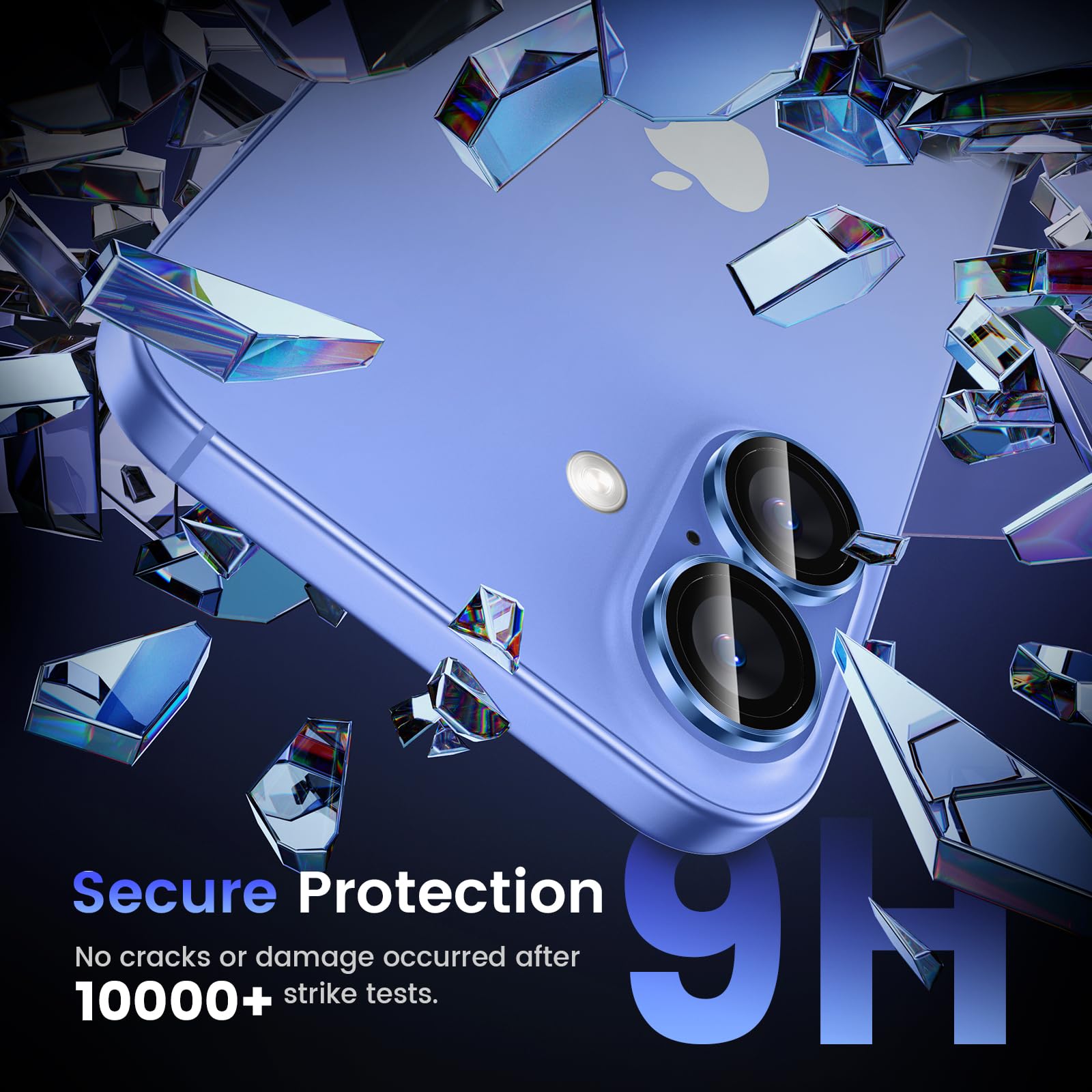 Tensea For Iphone 16 / Iphone 16 Plus Camera Lens Protector, 9H Tempered Glass Camera Cover Screen Protector, Hd Clear, Metal In