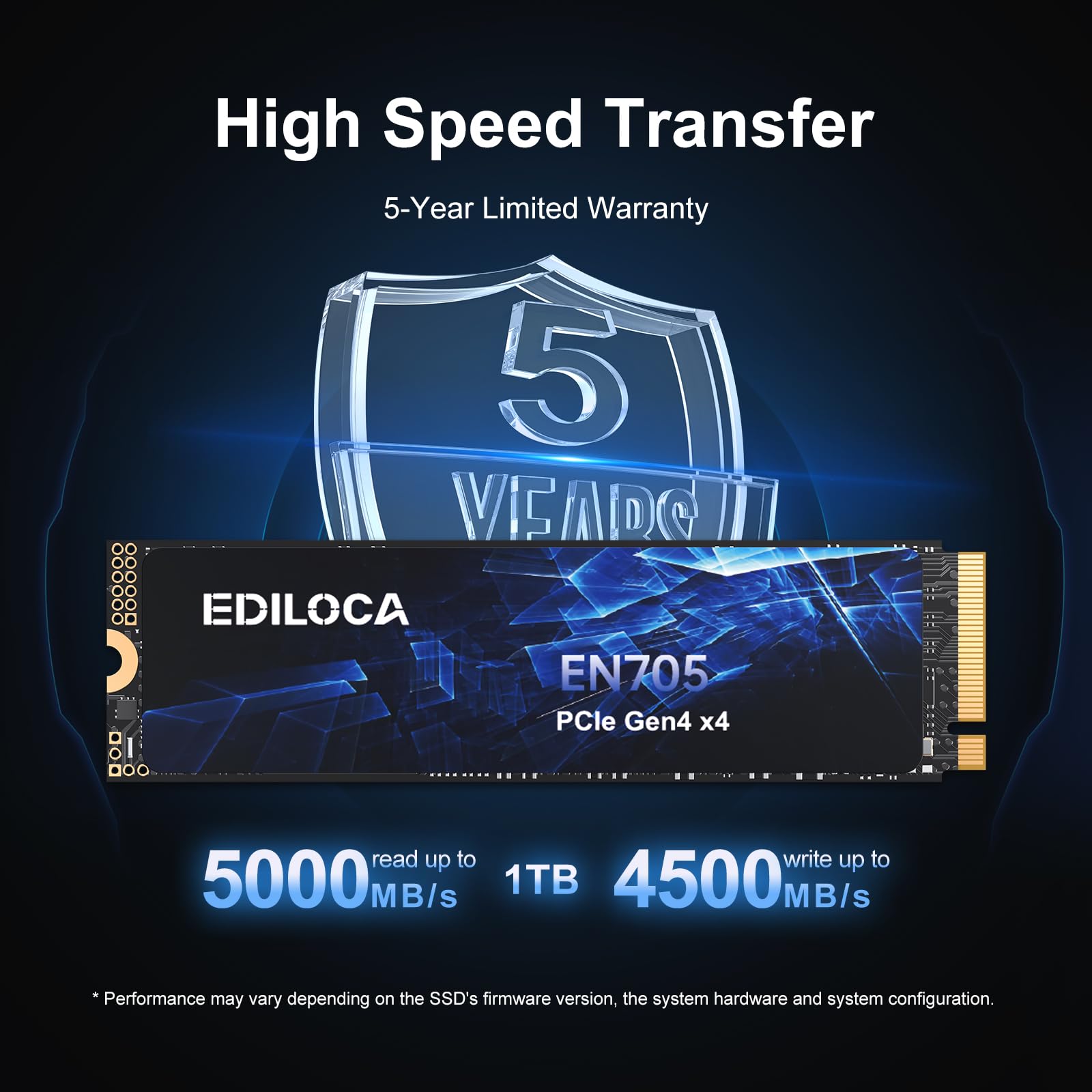 Ediloca En705 Ssd 1Tb Pcie Gen4, Nvme M.2 2280, 3D Nand Tlc, Up To 5000Mb/S, Internal Solid State Drive, Dynamic Slc Cache, Comp